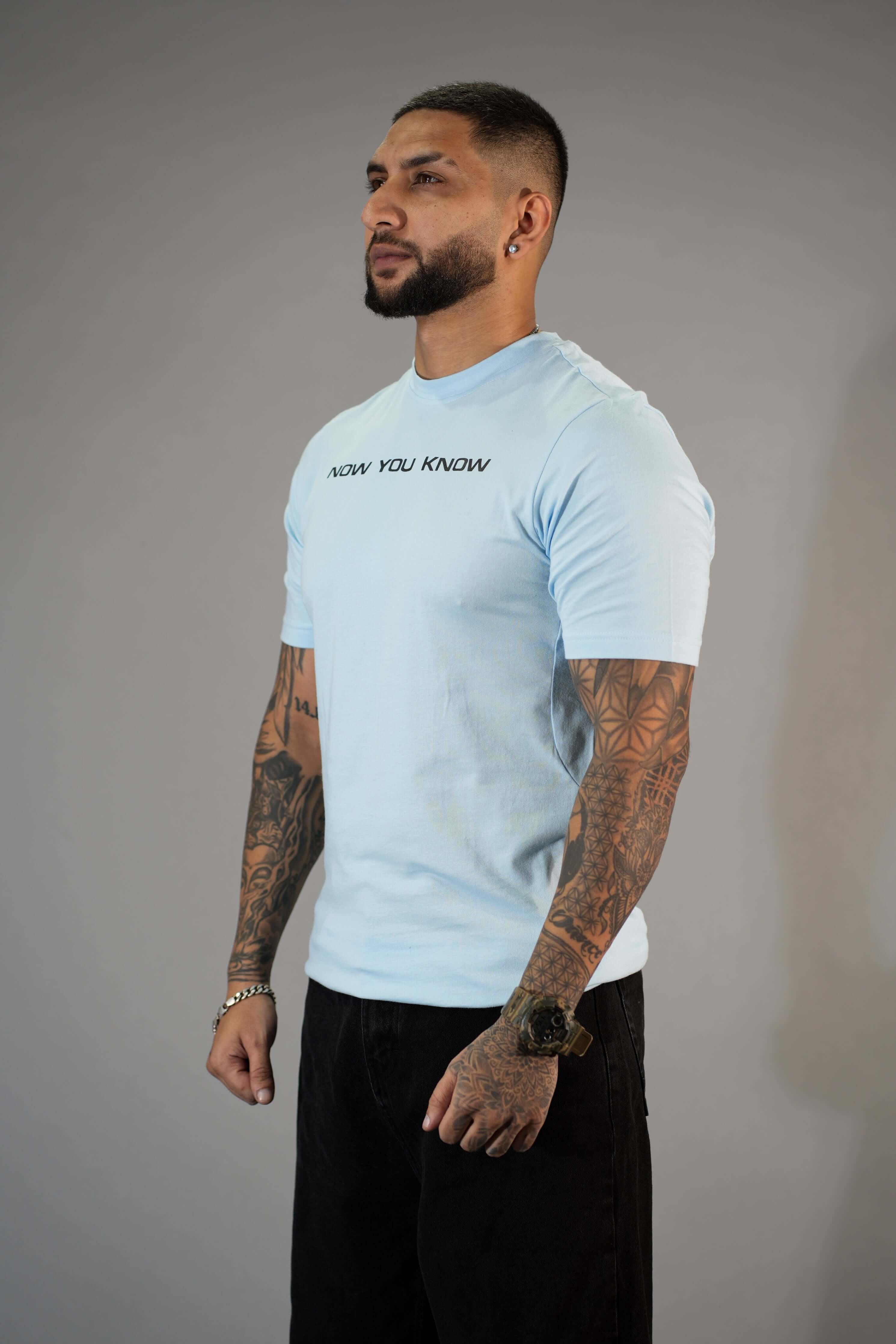 Blue Solid Slim Fit Round Neck T-Shirt
