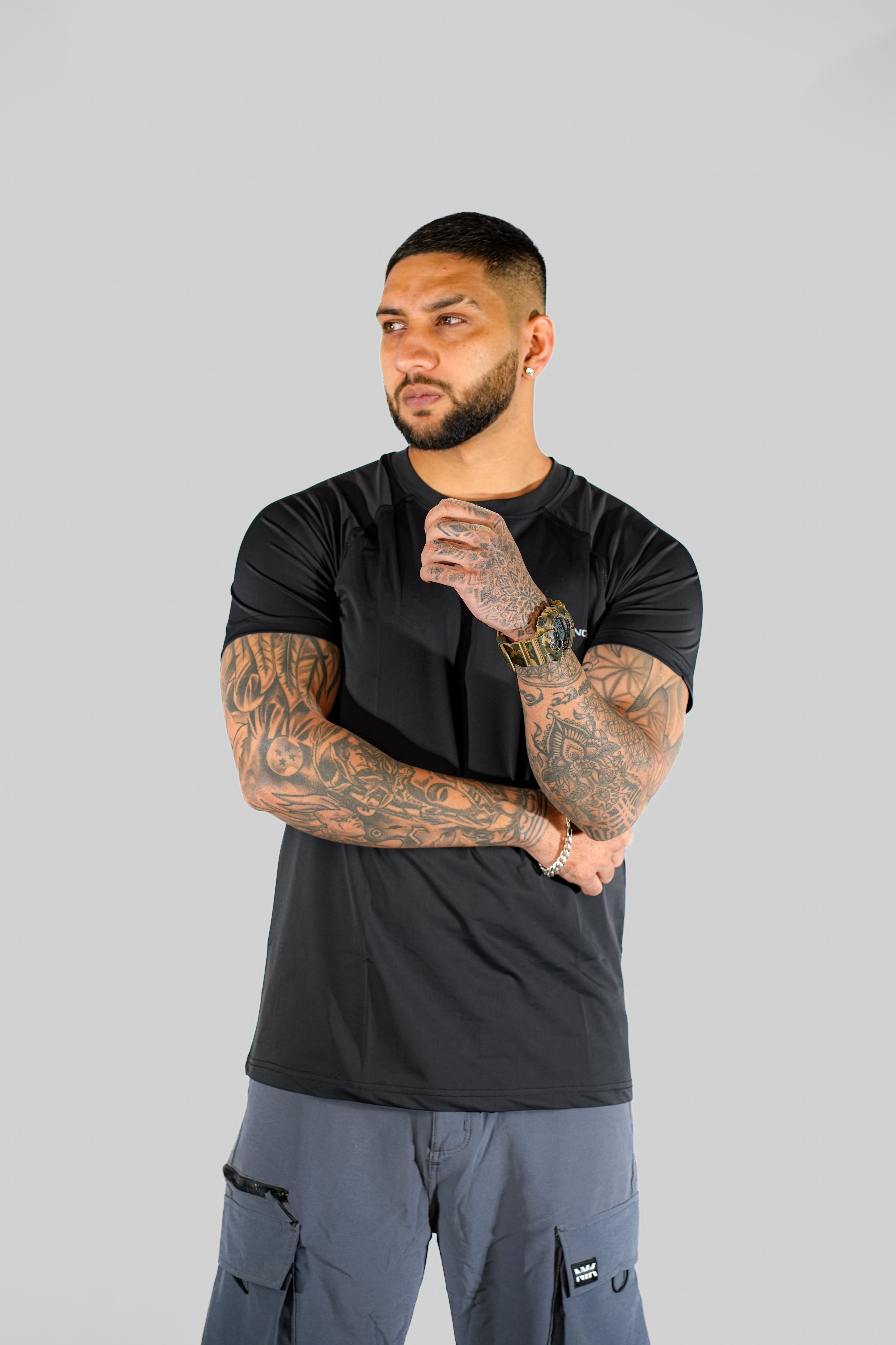 Black Soild Slim Fit T-Shirt