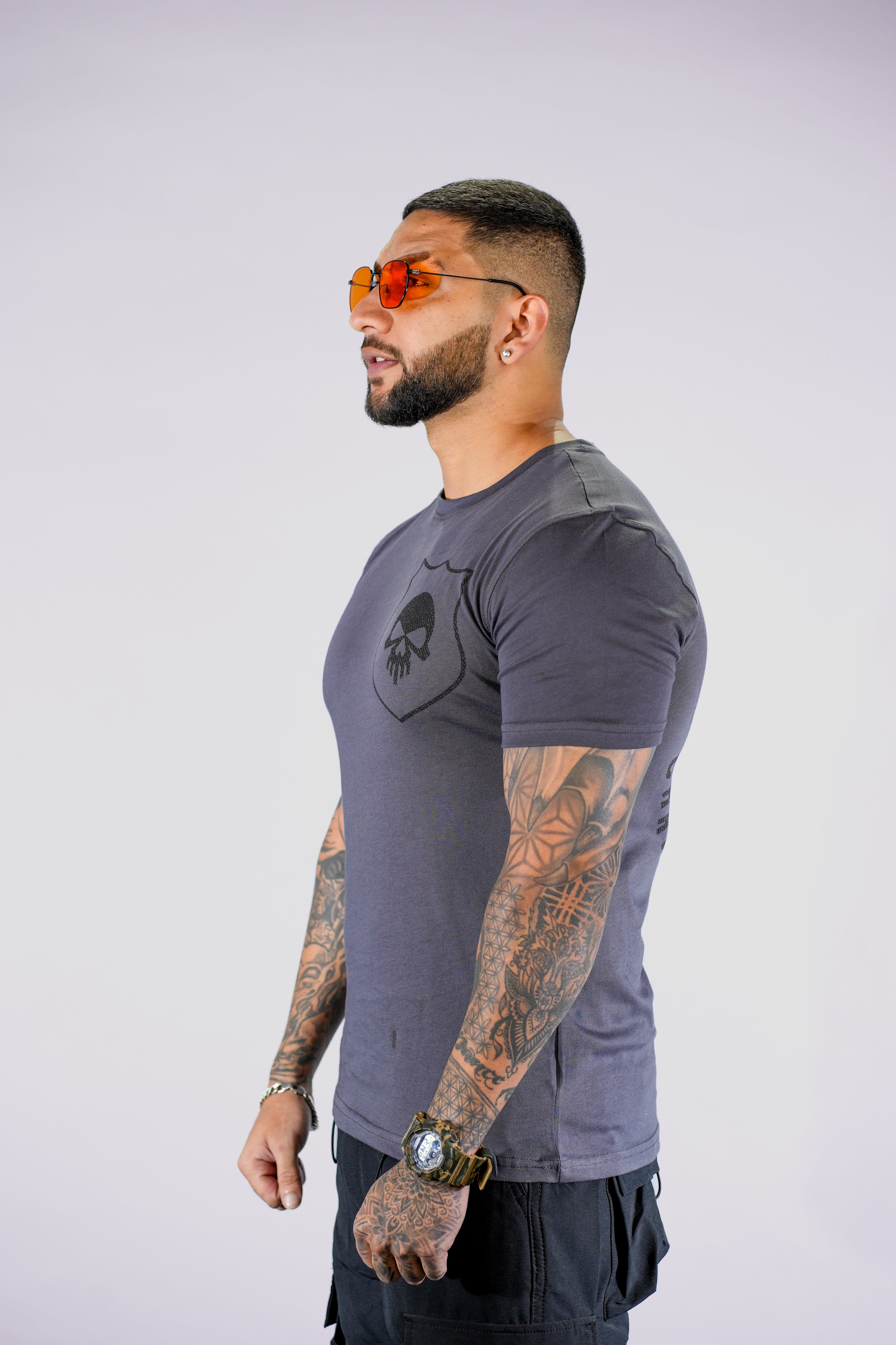 Grey Printed Relaxed Fit T-Shirt