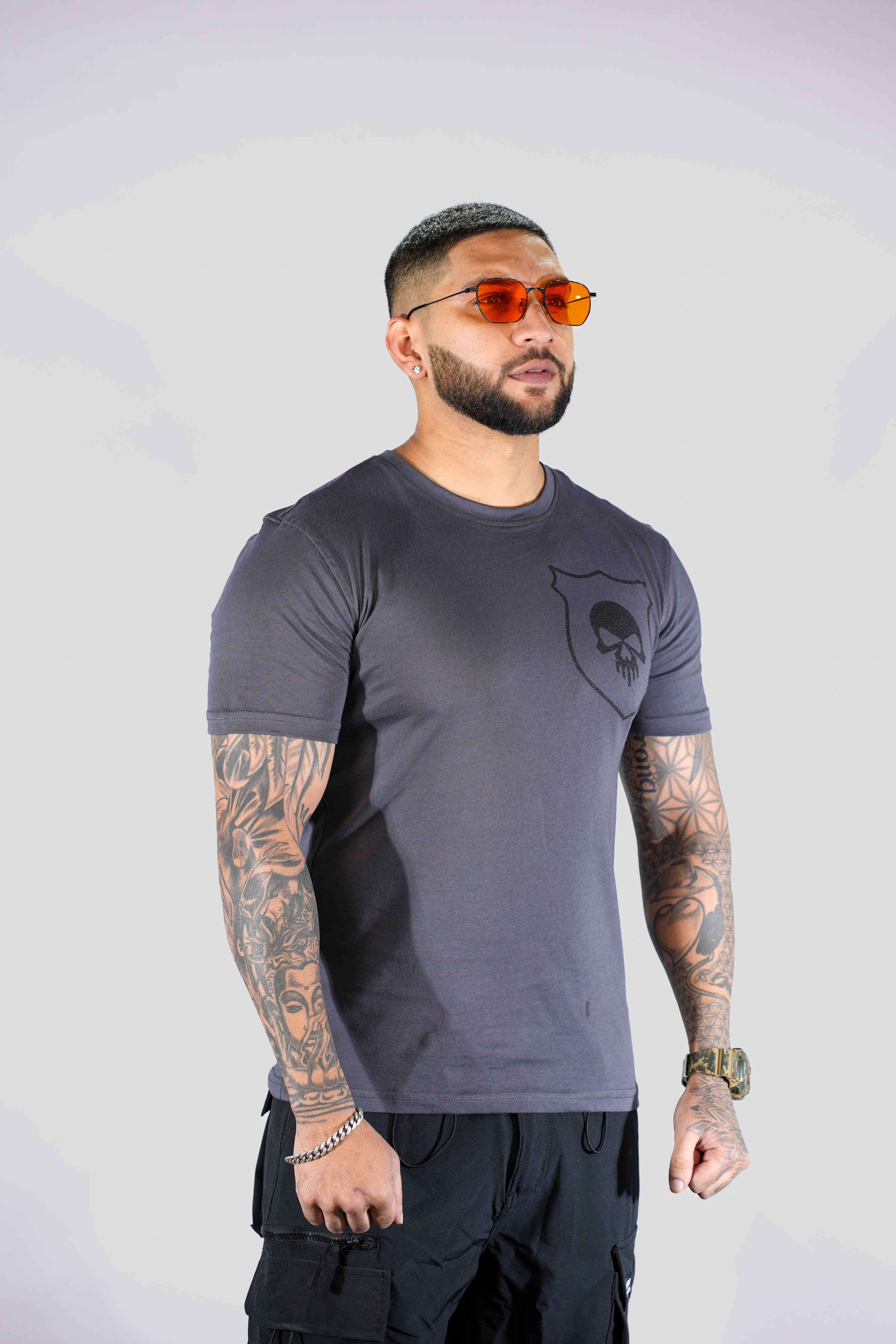 Grey Printed Relaxed Fit T-Shirt