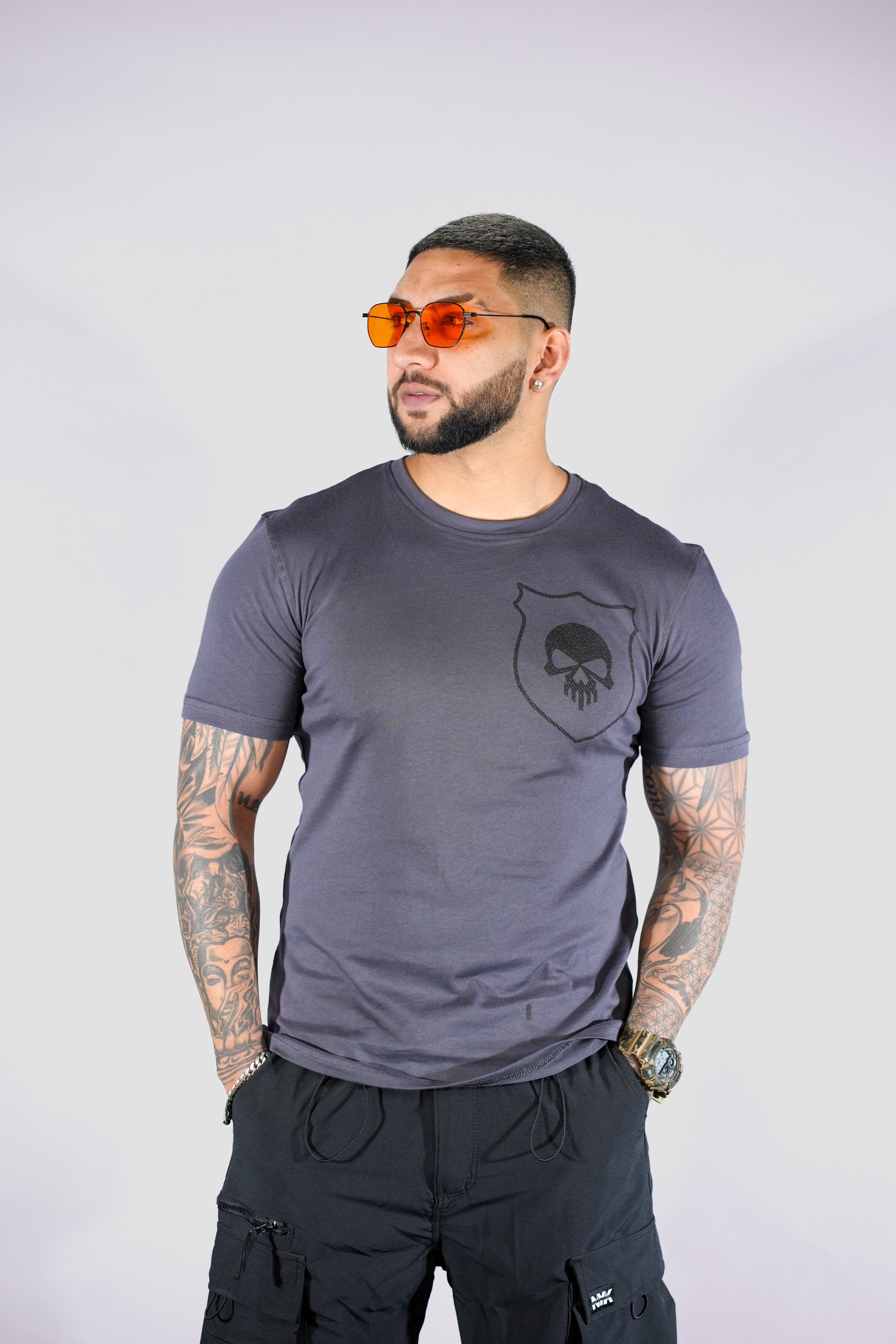Grey Printed Relaxed Fit T-Shirt