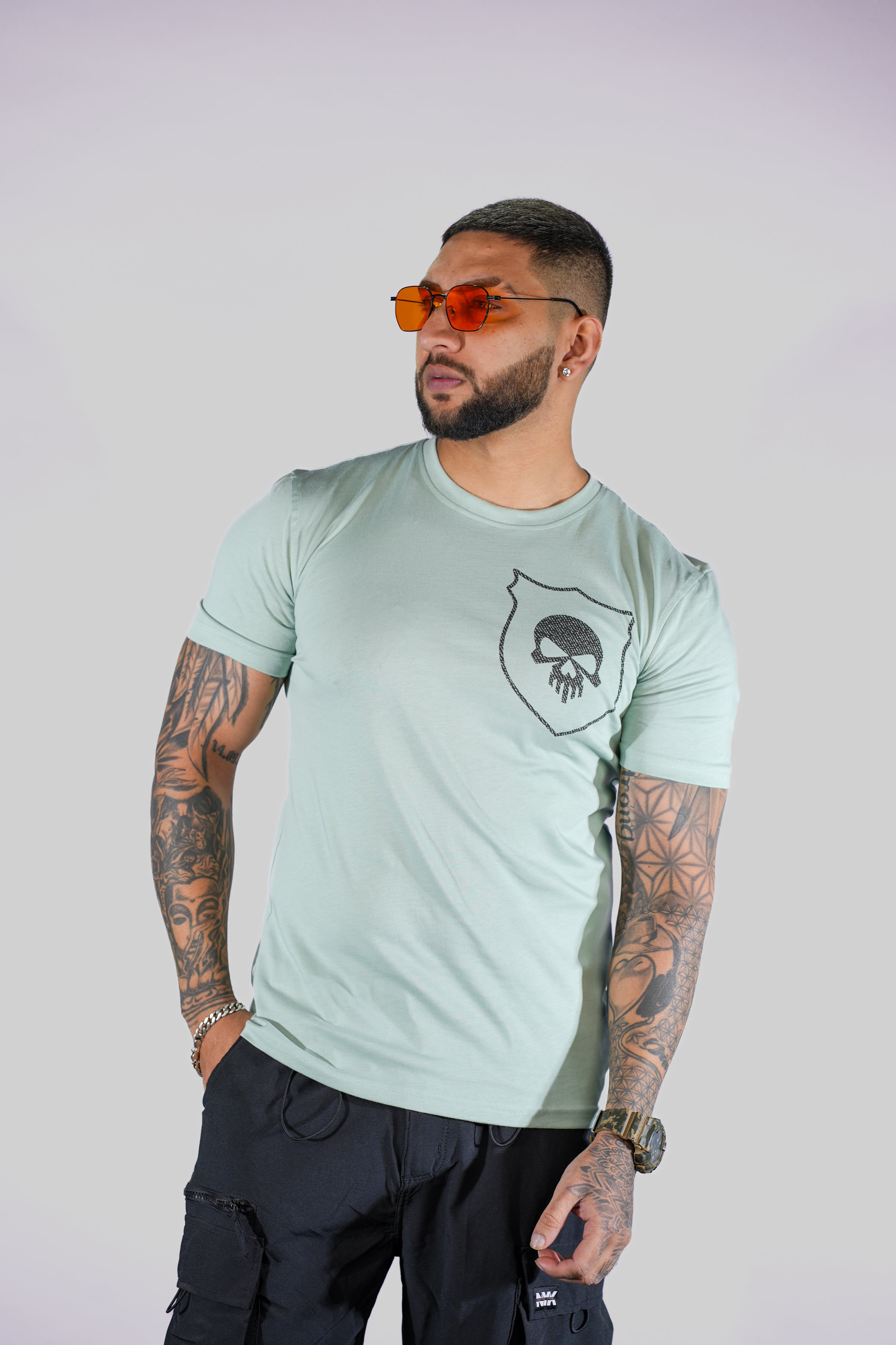 Seafoam Green Printed Relaxed Fit T-Shirt