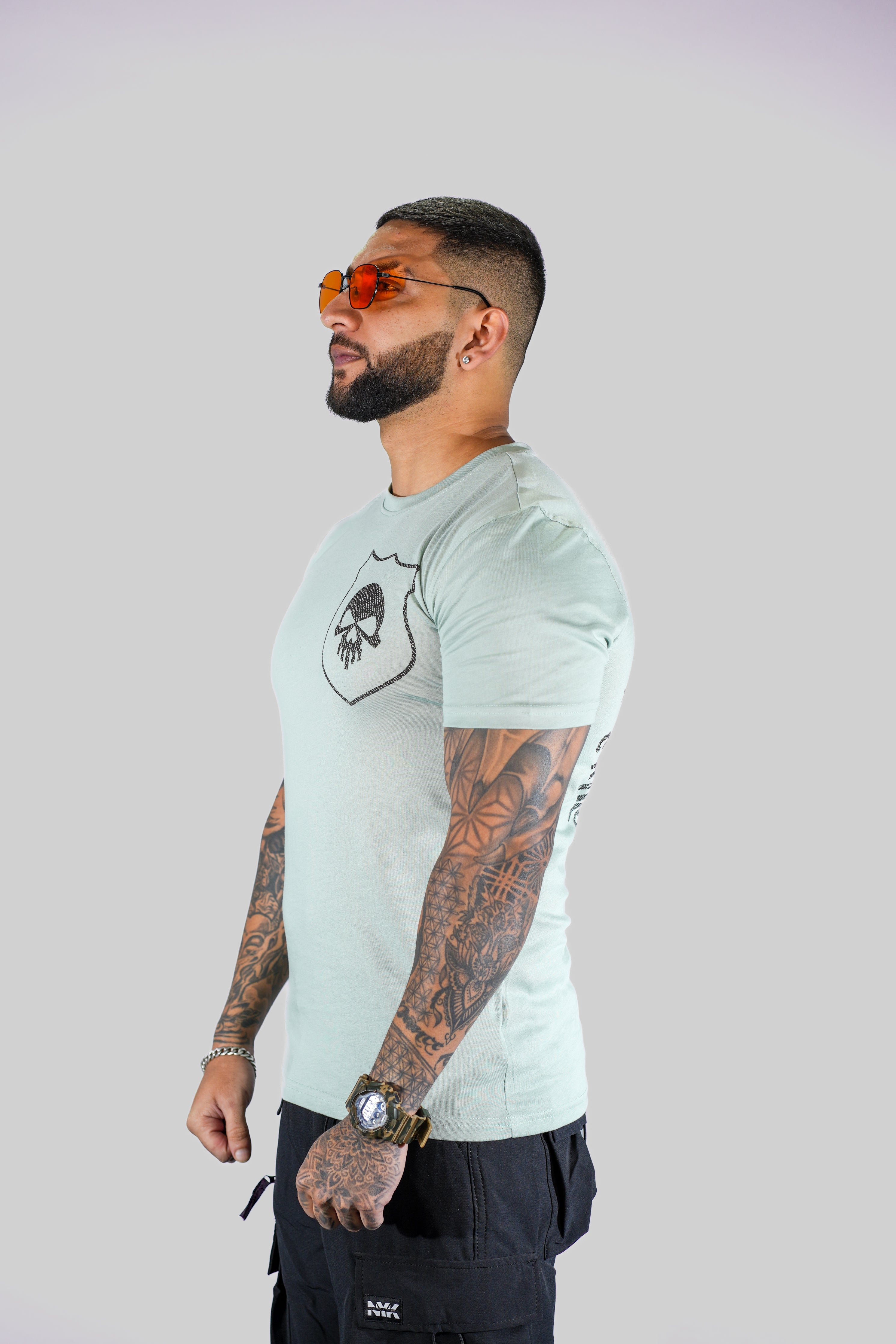 Seafoam Green Printed Relaxed Fit T-Shirt