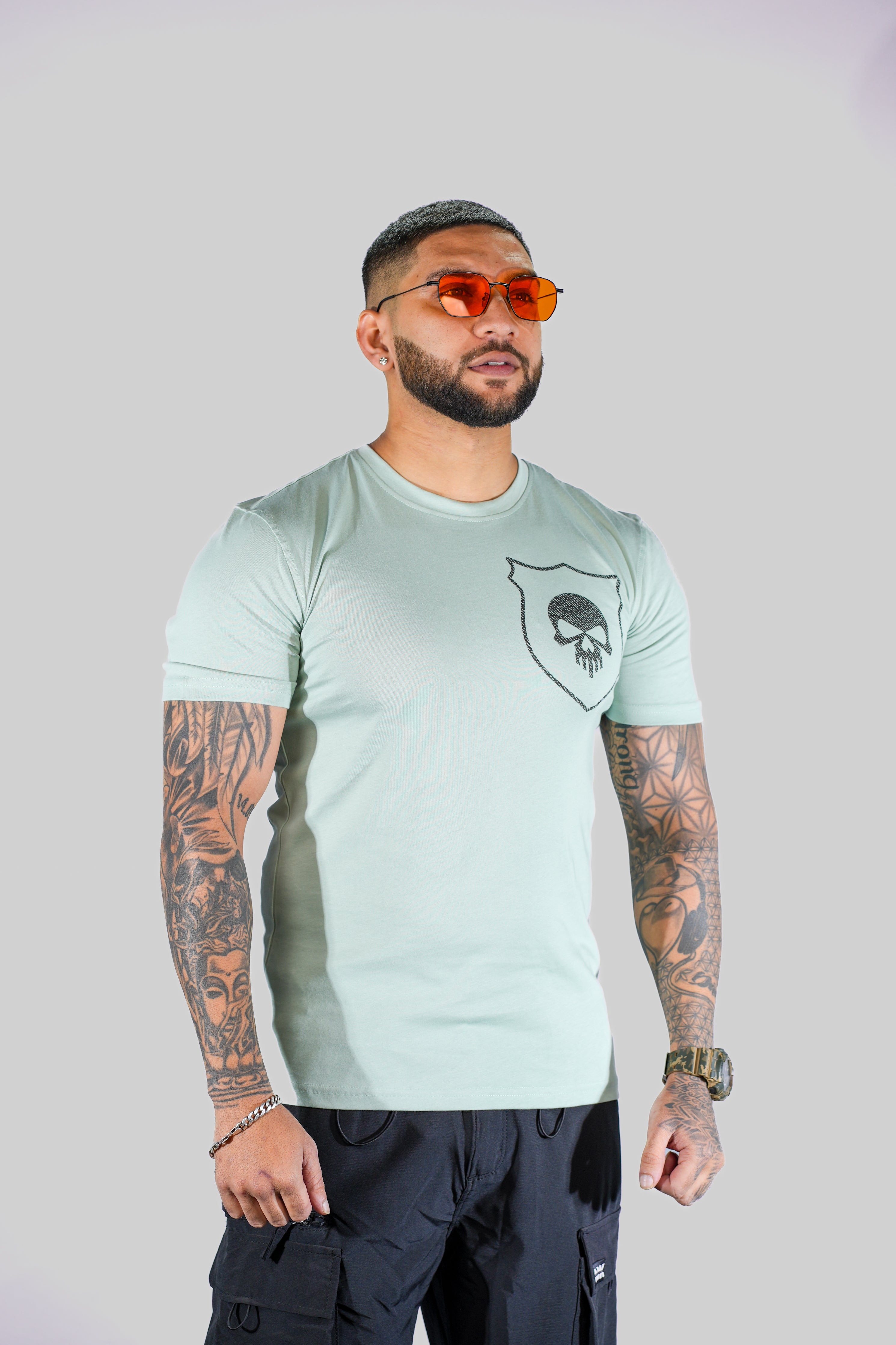 Seafoam Green Printed Relaxed Fit T-Shirt