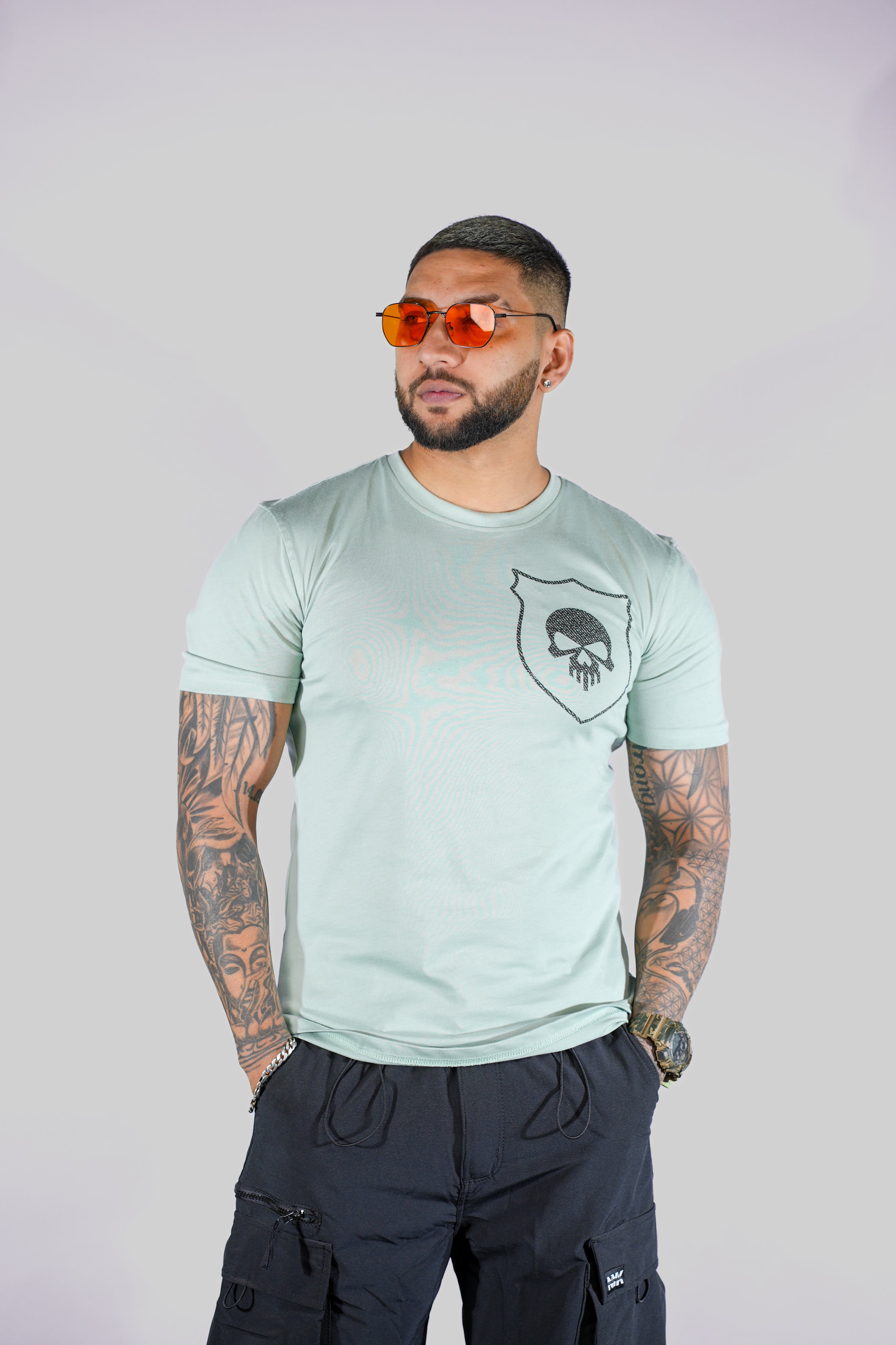 Seafoam Green Printed Relaxed Fit T-Shirt