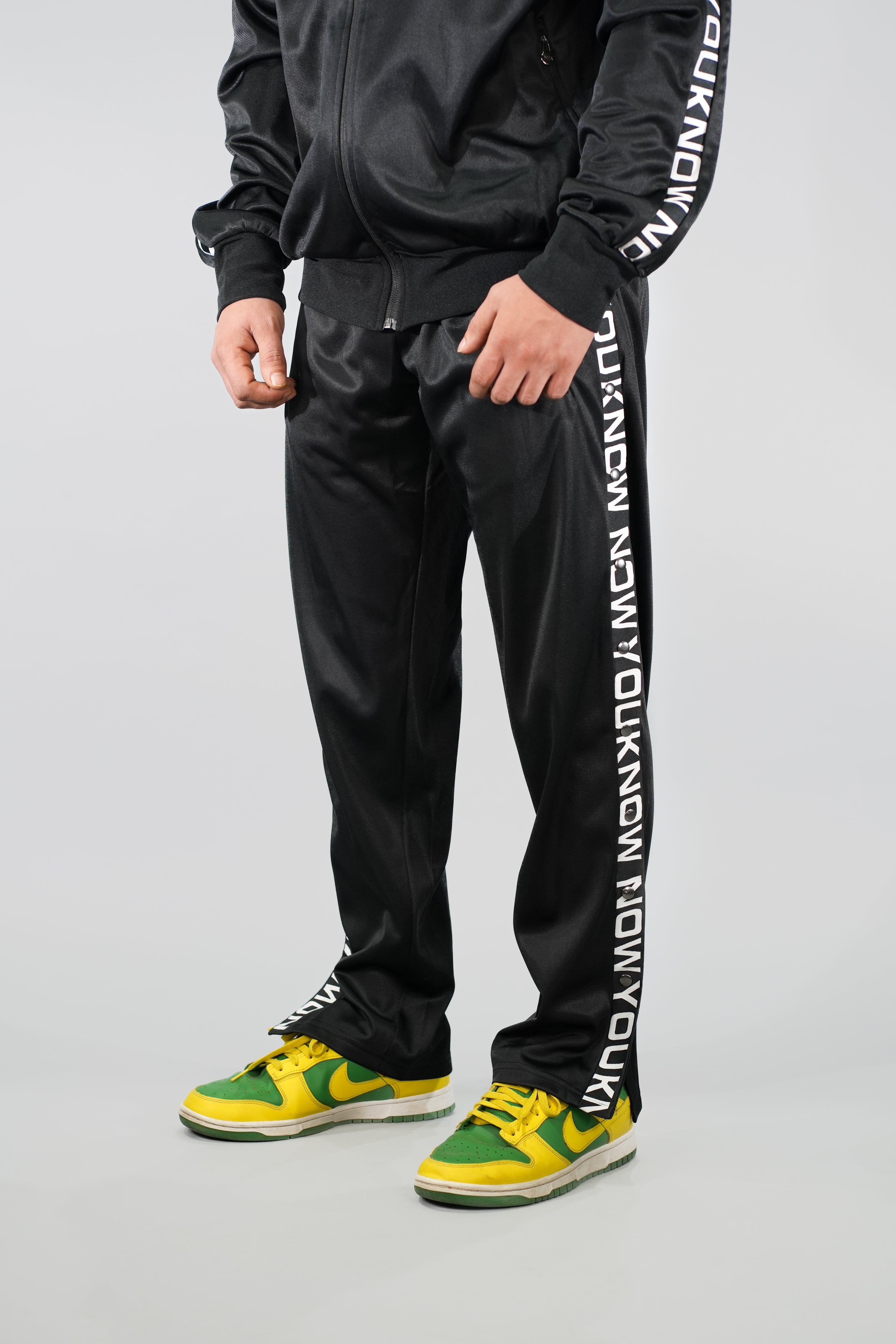 NYK Polyester Snap Button Track Pants - Black