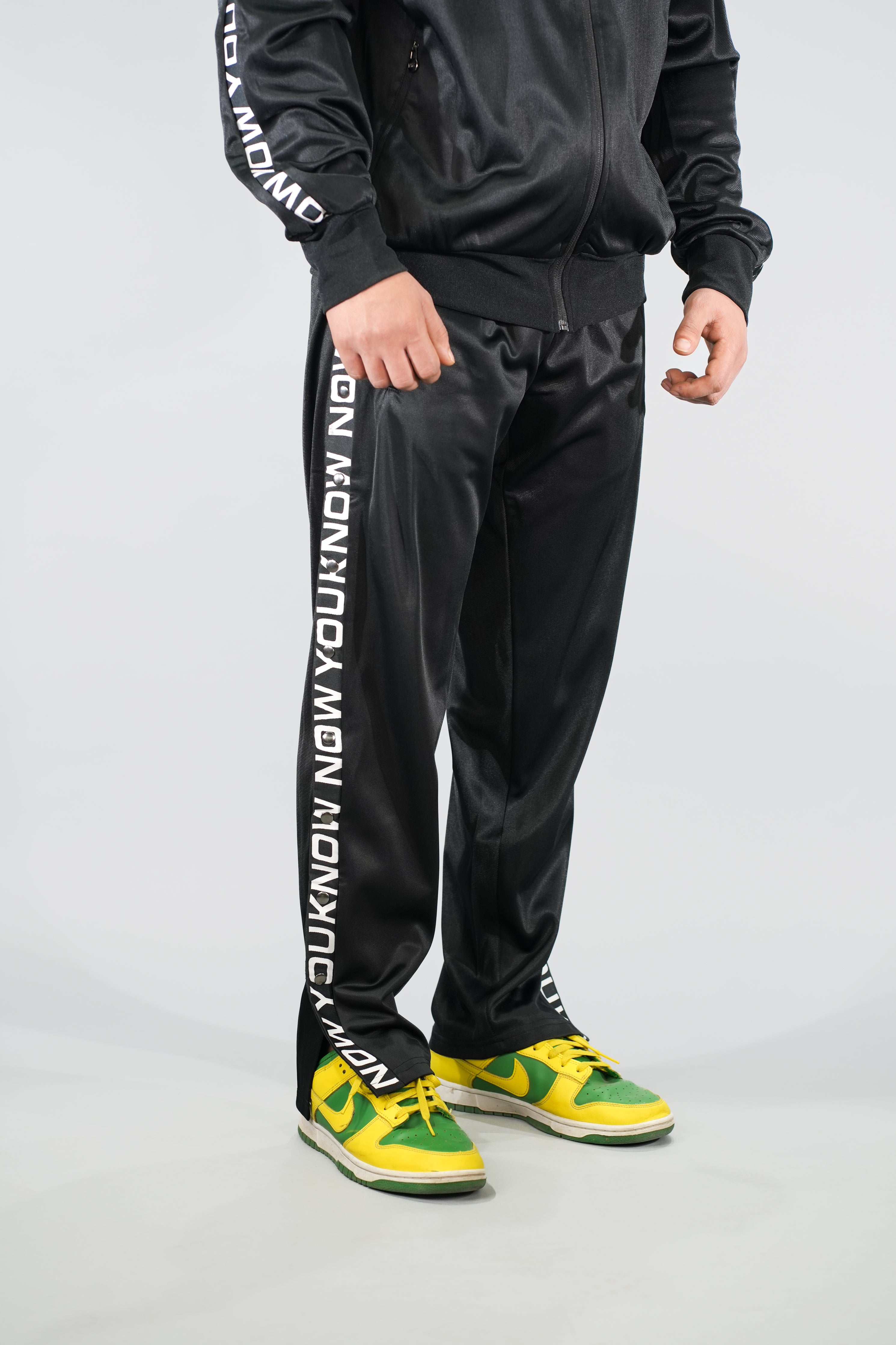 NYK Polyester Snap Button Track Pants - Black