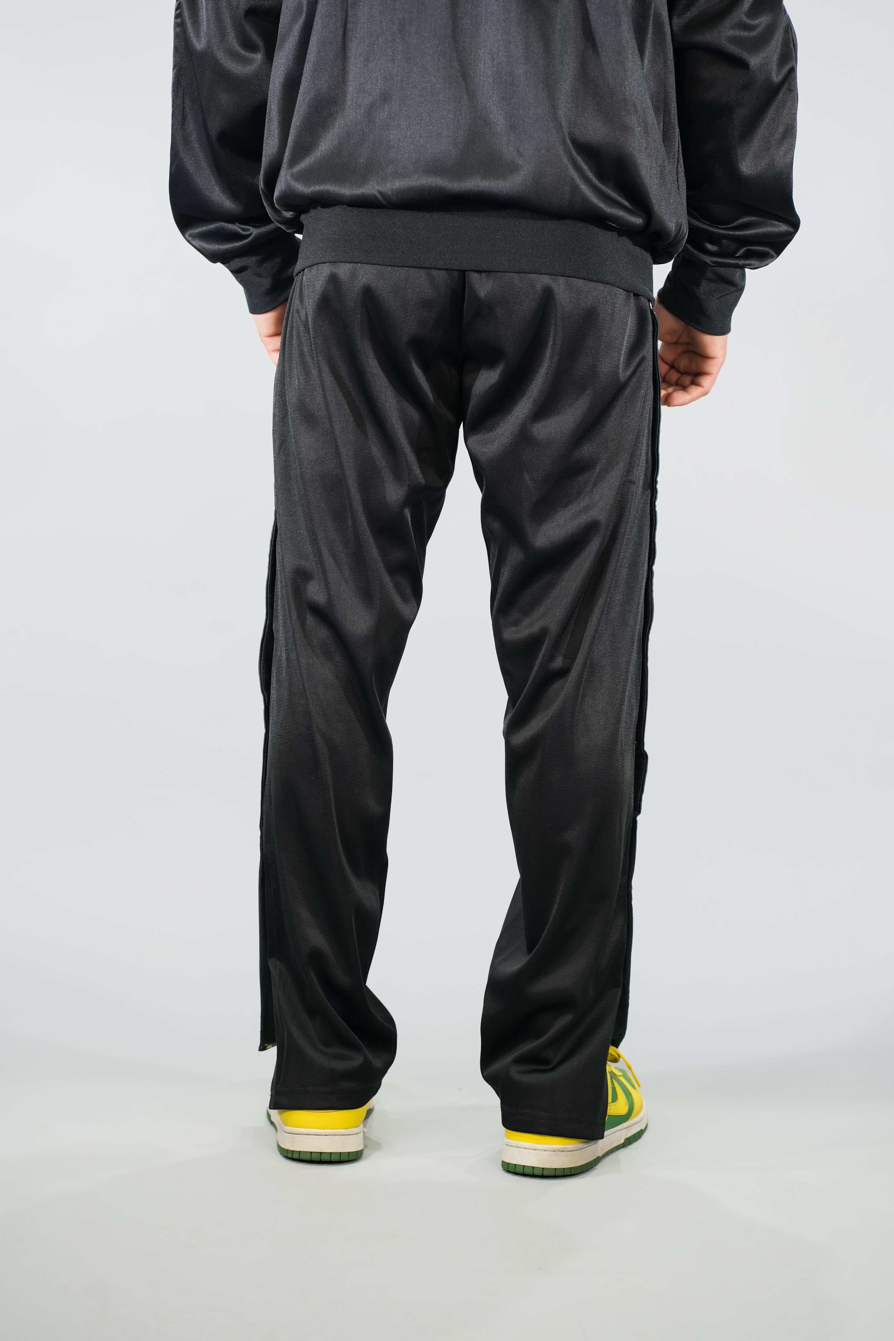 NYK Polyester Snap Button Track Pants - Black