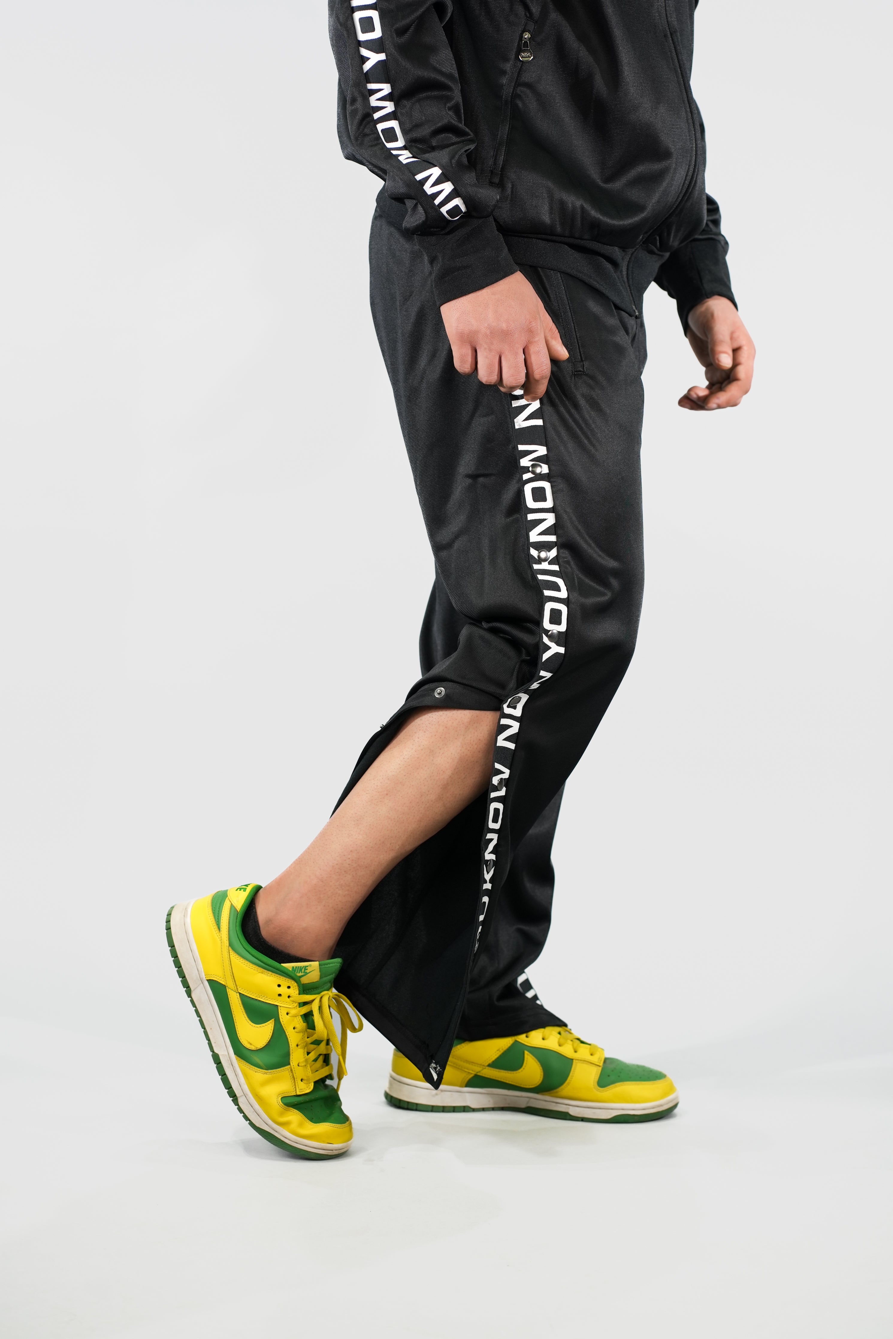 NYK Polyester Snap Button Track Pants - Black