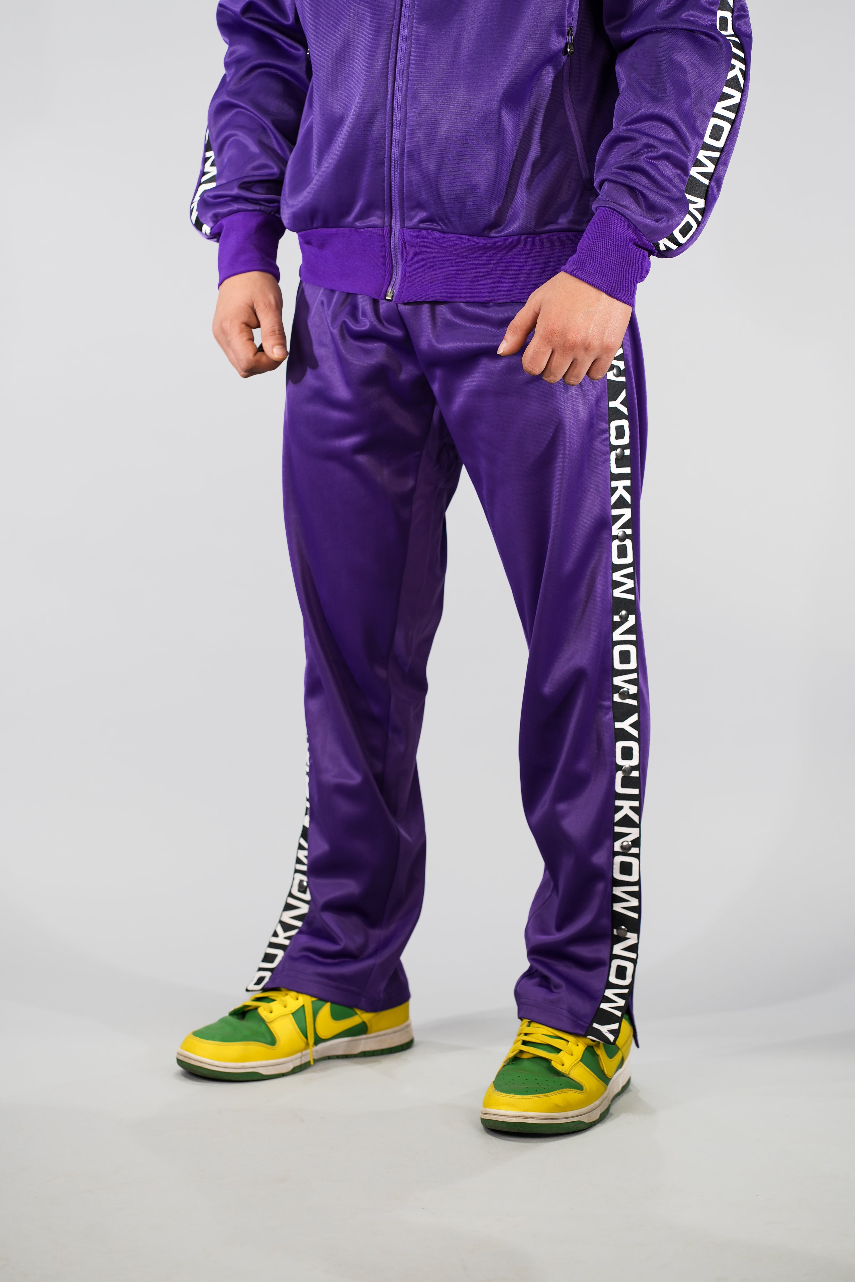 NYK Polyester Snap Button Track Pants - Purple