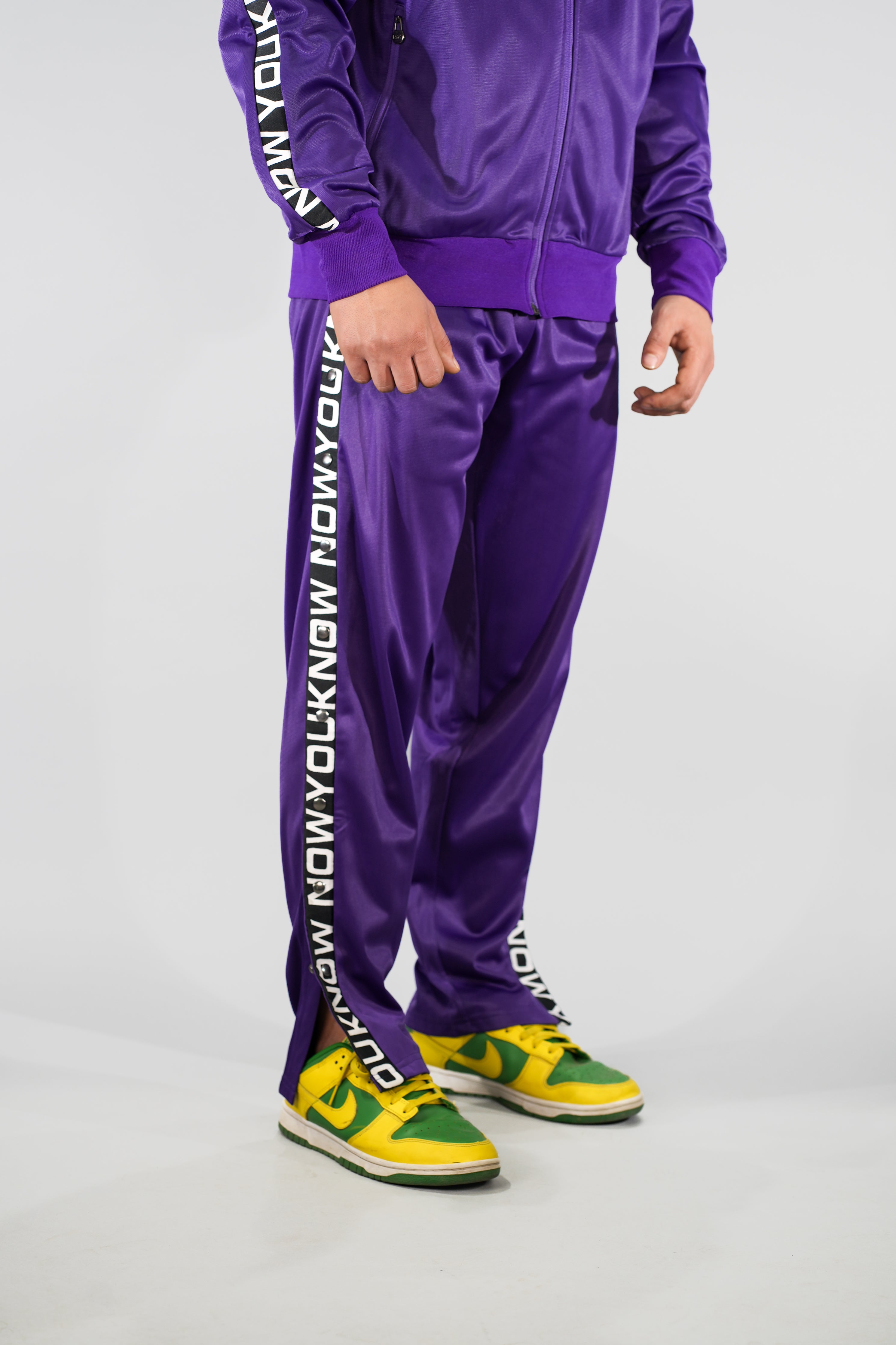 NYK Polyester Snap Button Track Pants - Purple