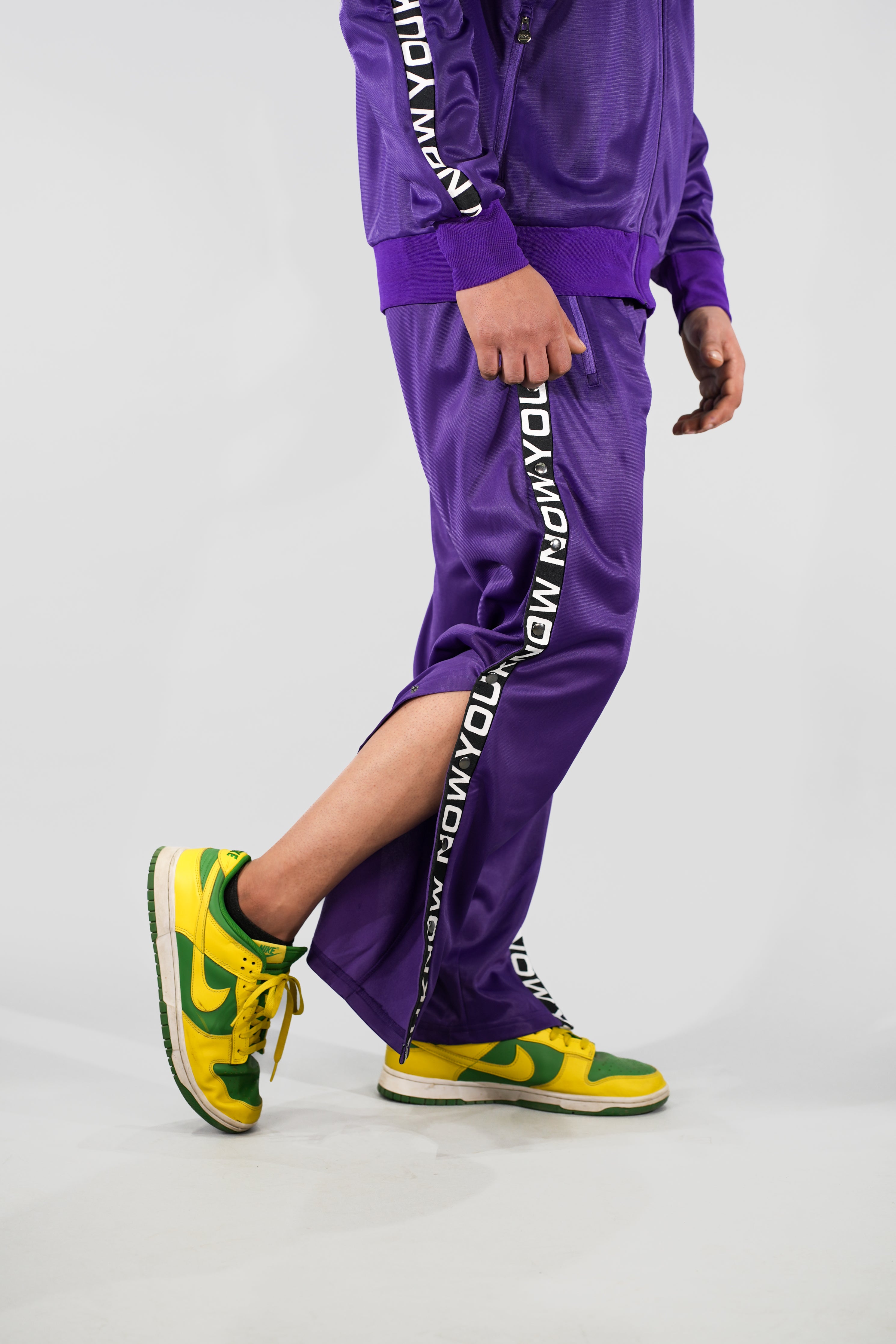 NYK Polyester Snap Button Track Pants - Purple