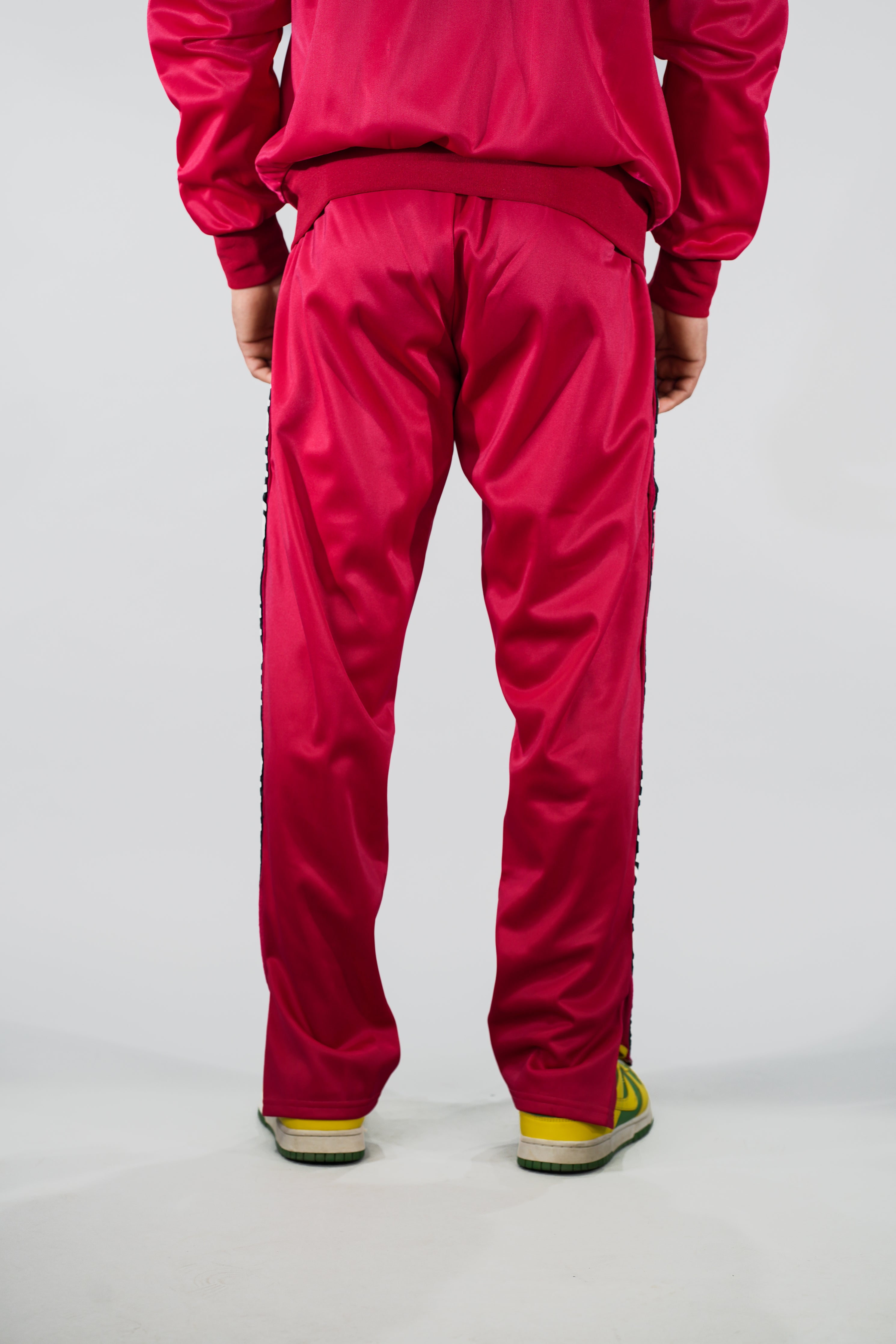 NYK Polyester Snap Button Track Pants - Red