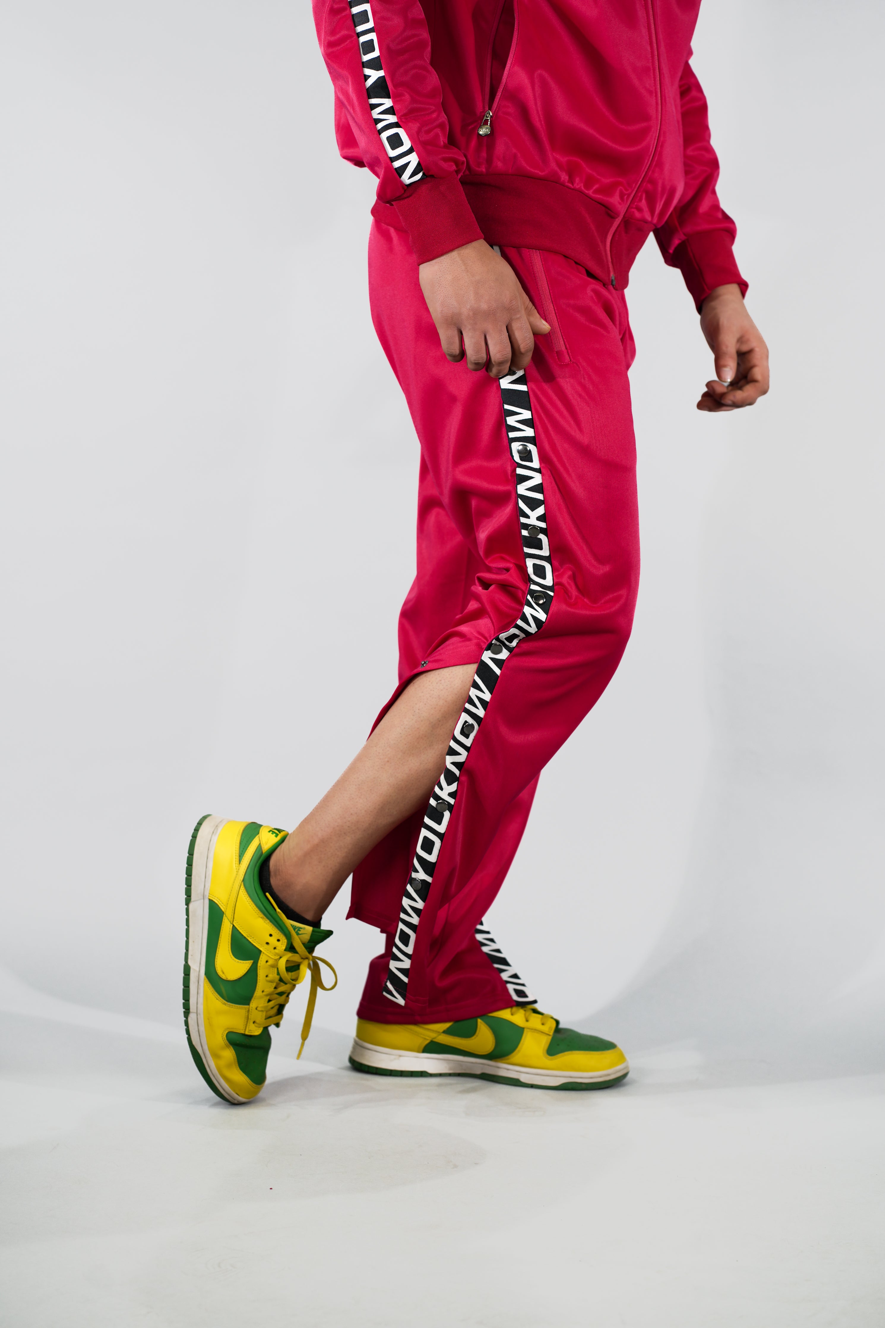 NYK Polyester Snap Button Track Pants - Red