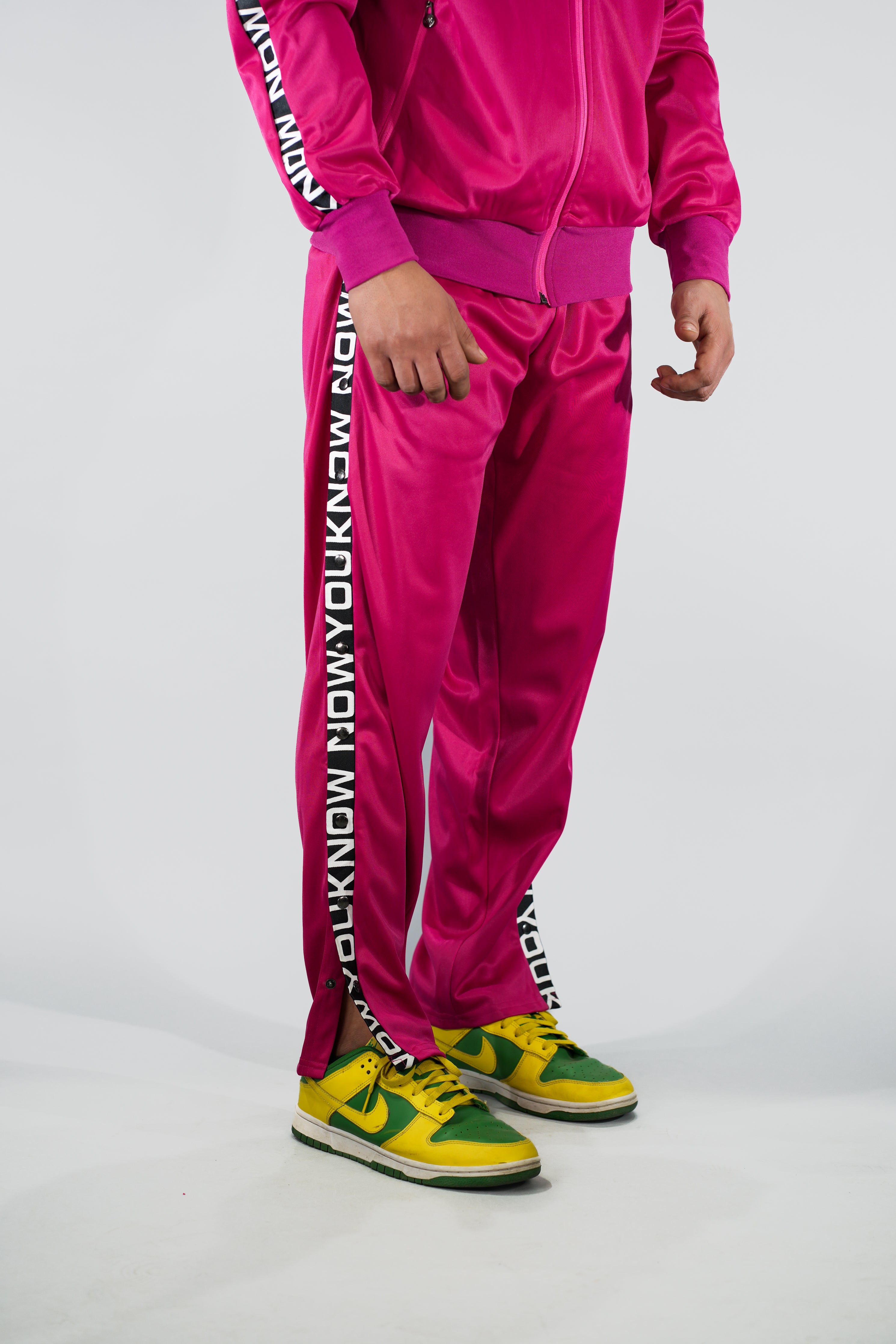 NYK Polyester Snap Button Track Pants - Pink