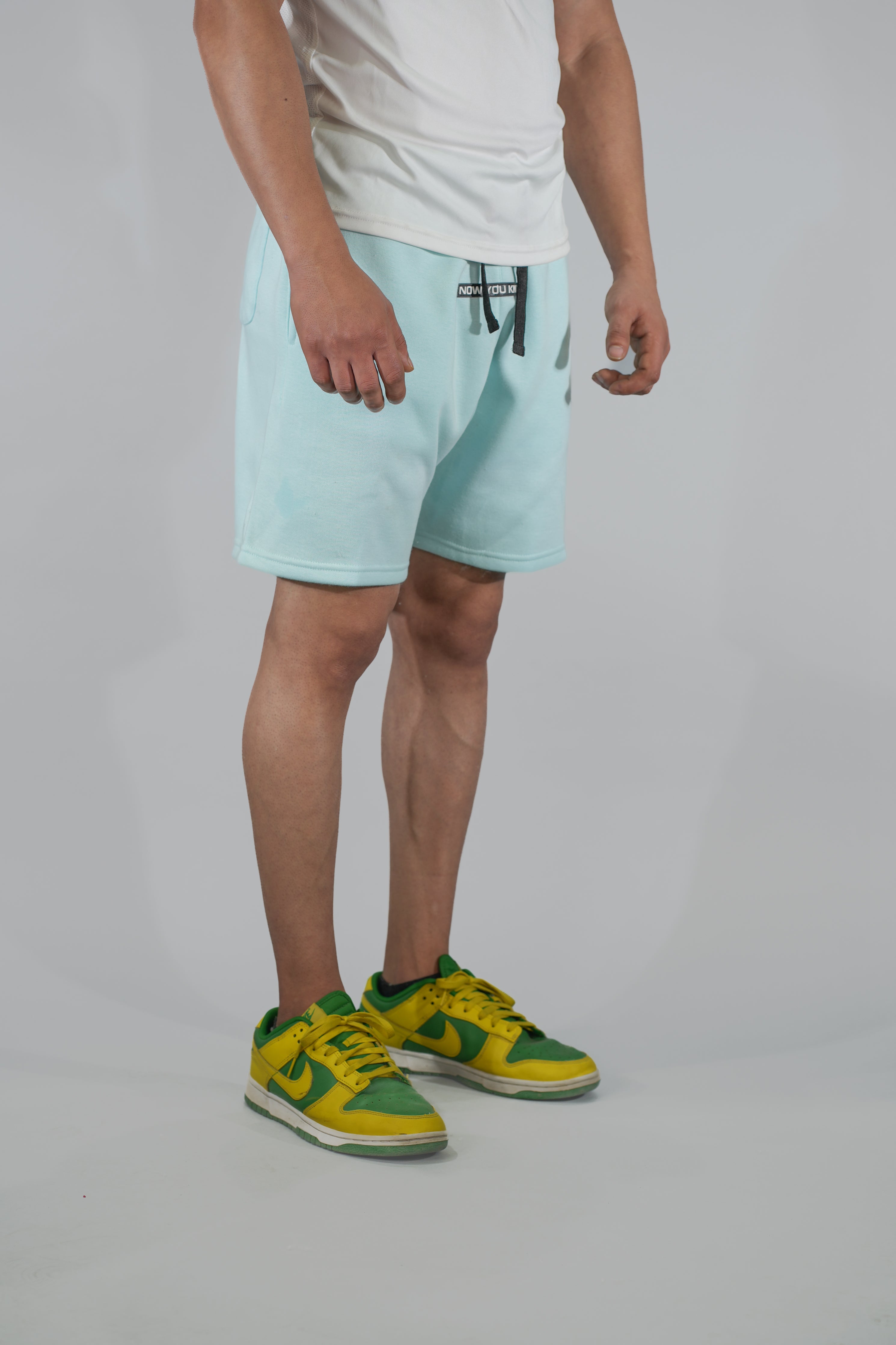 Sky Blue Solid Relaxed Fit Shorts