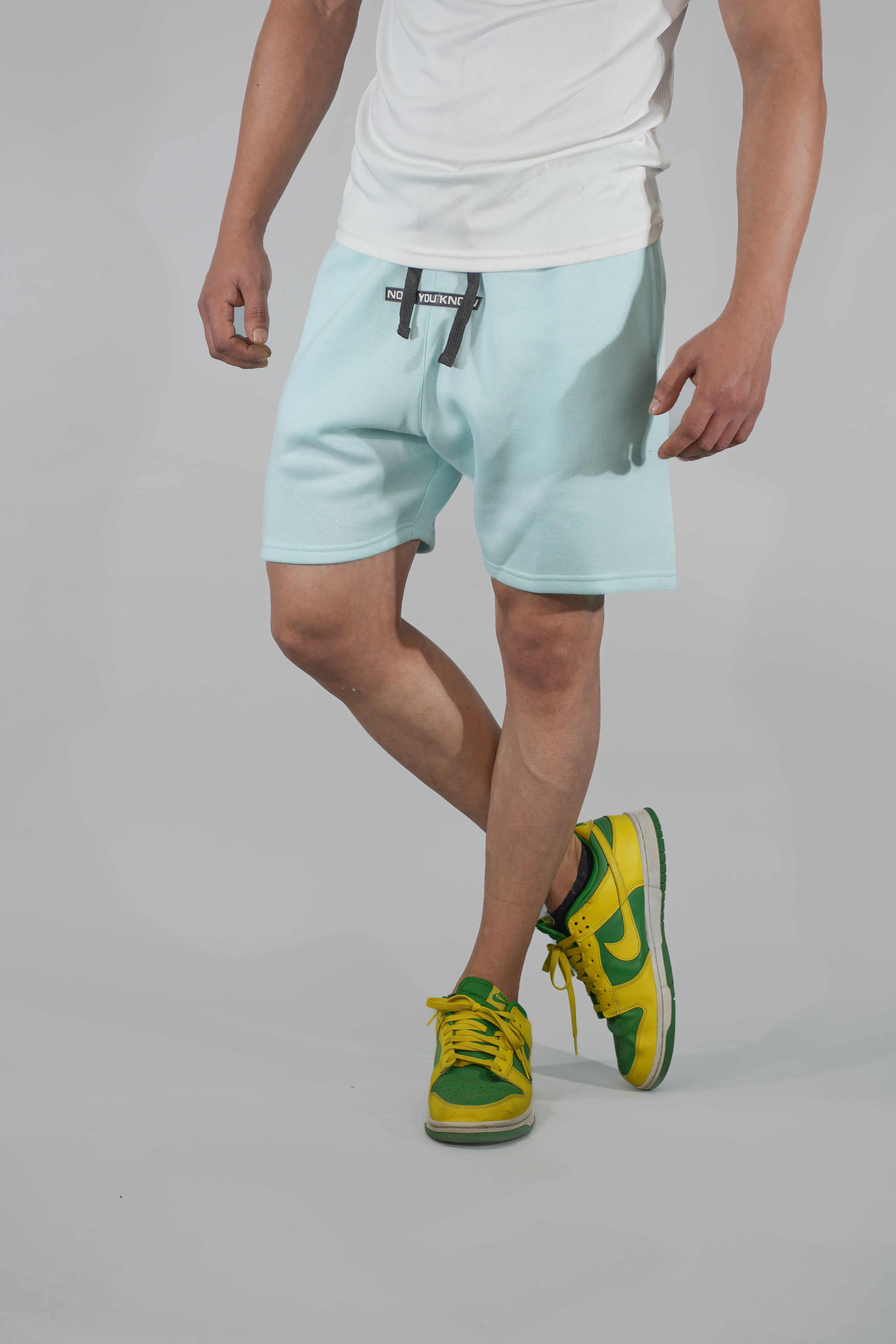 Sky Blue Solid Relaxed Fit Shorts