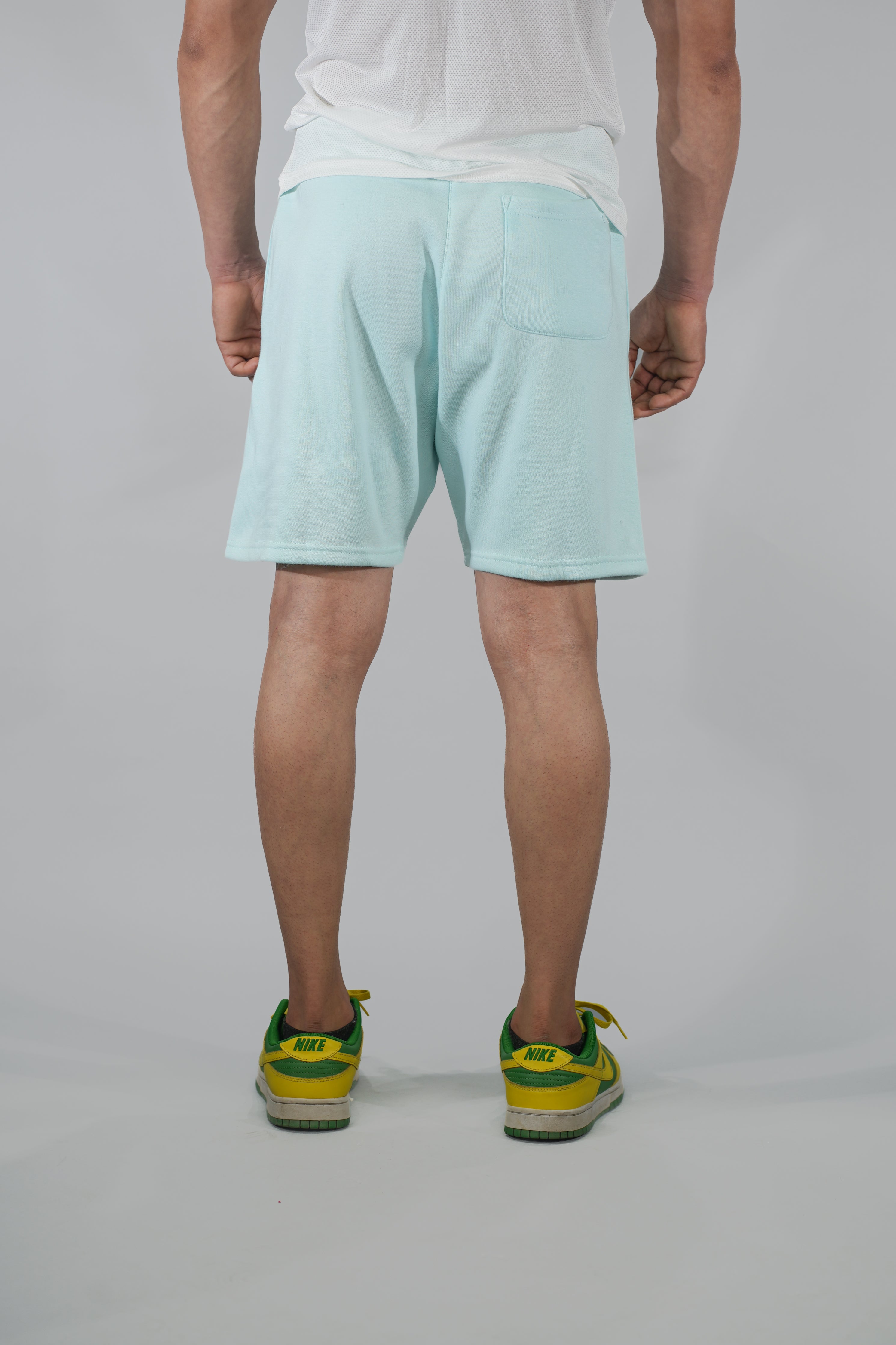 Sky Blue Solid Relaxed Fit Shorts