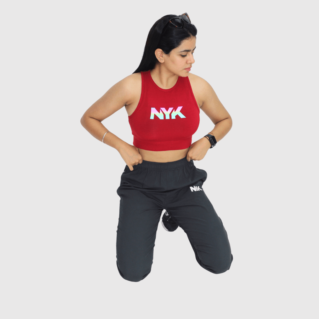 NYK Fitted Sleeveless Crop Top - Red