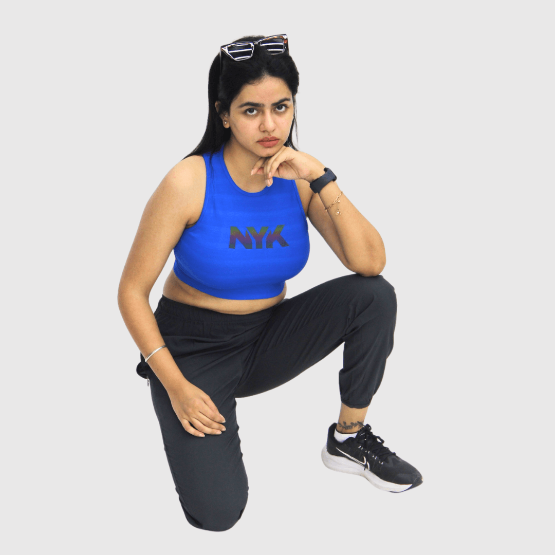 NYK Fitted Sleeveless Crop Top - Blue