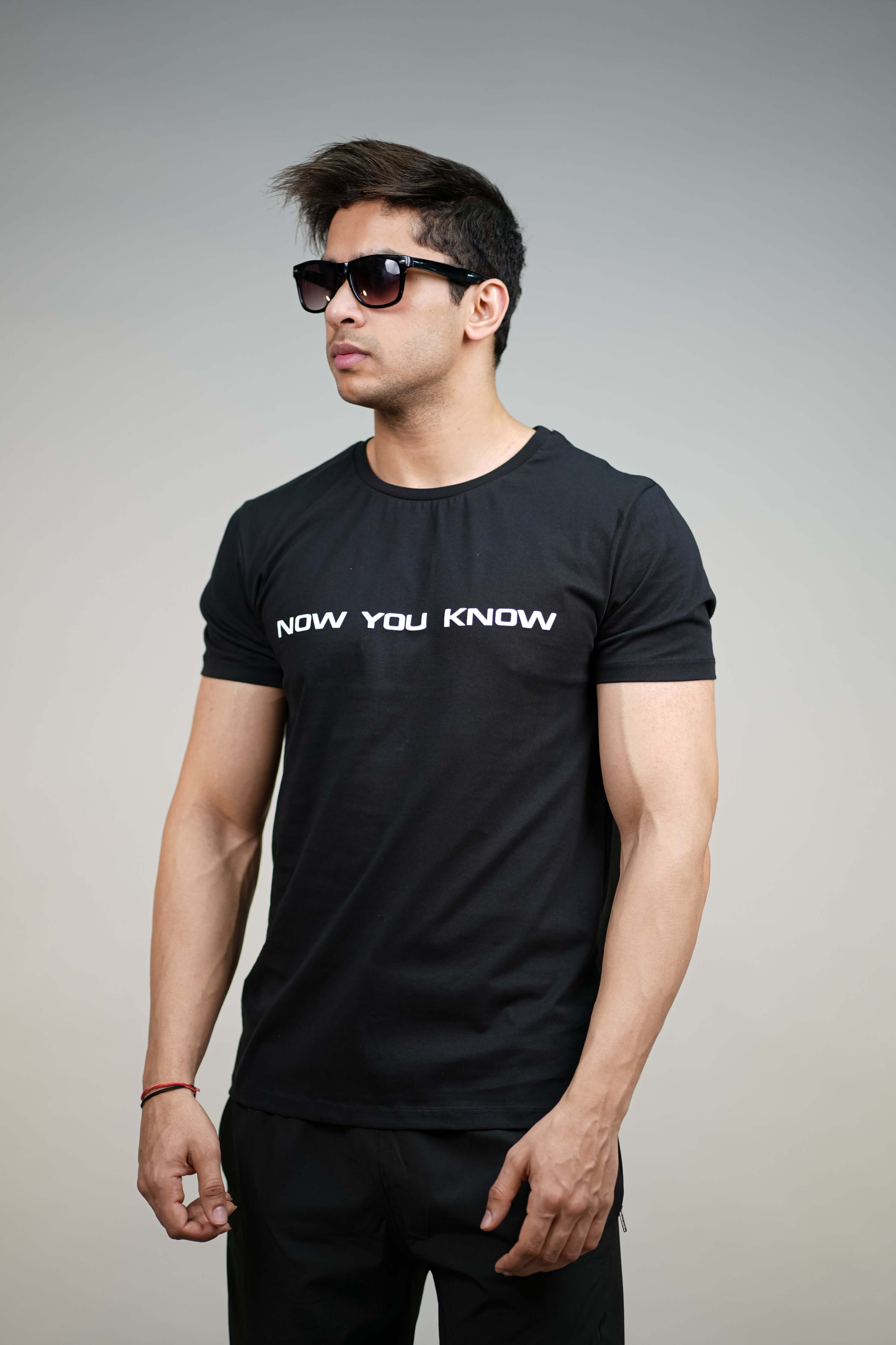 Black Puff Printed Slim Fit T-Shirt