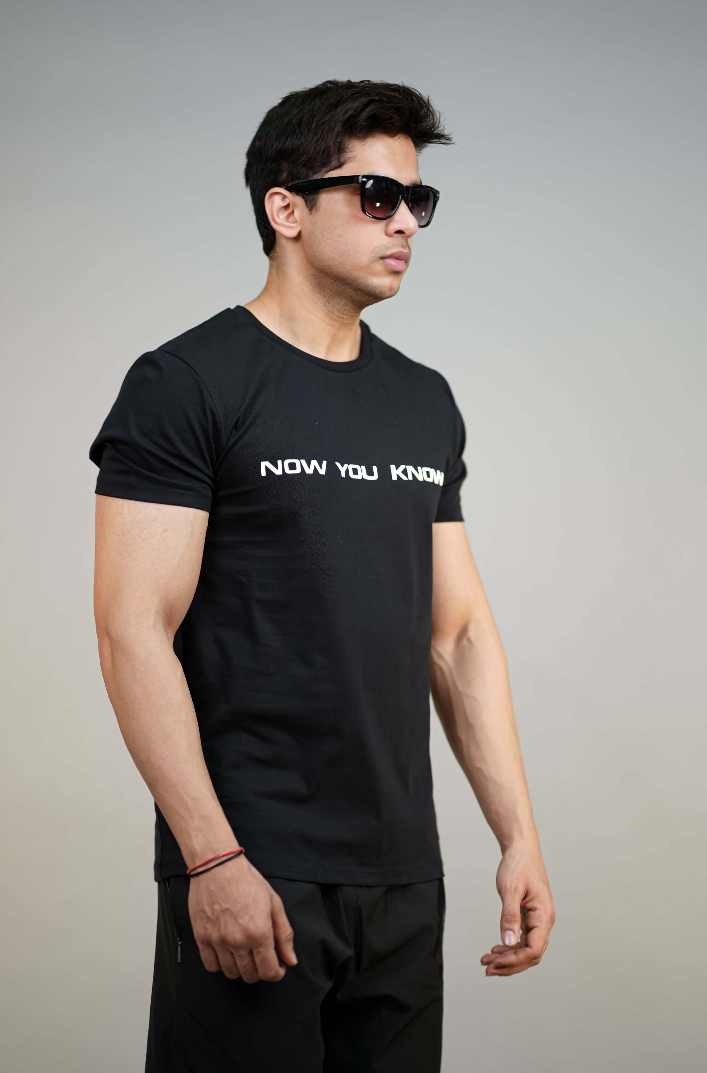 Black Puff Printed Slim Fit T-Shirt