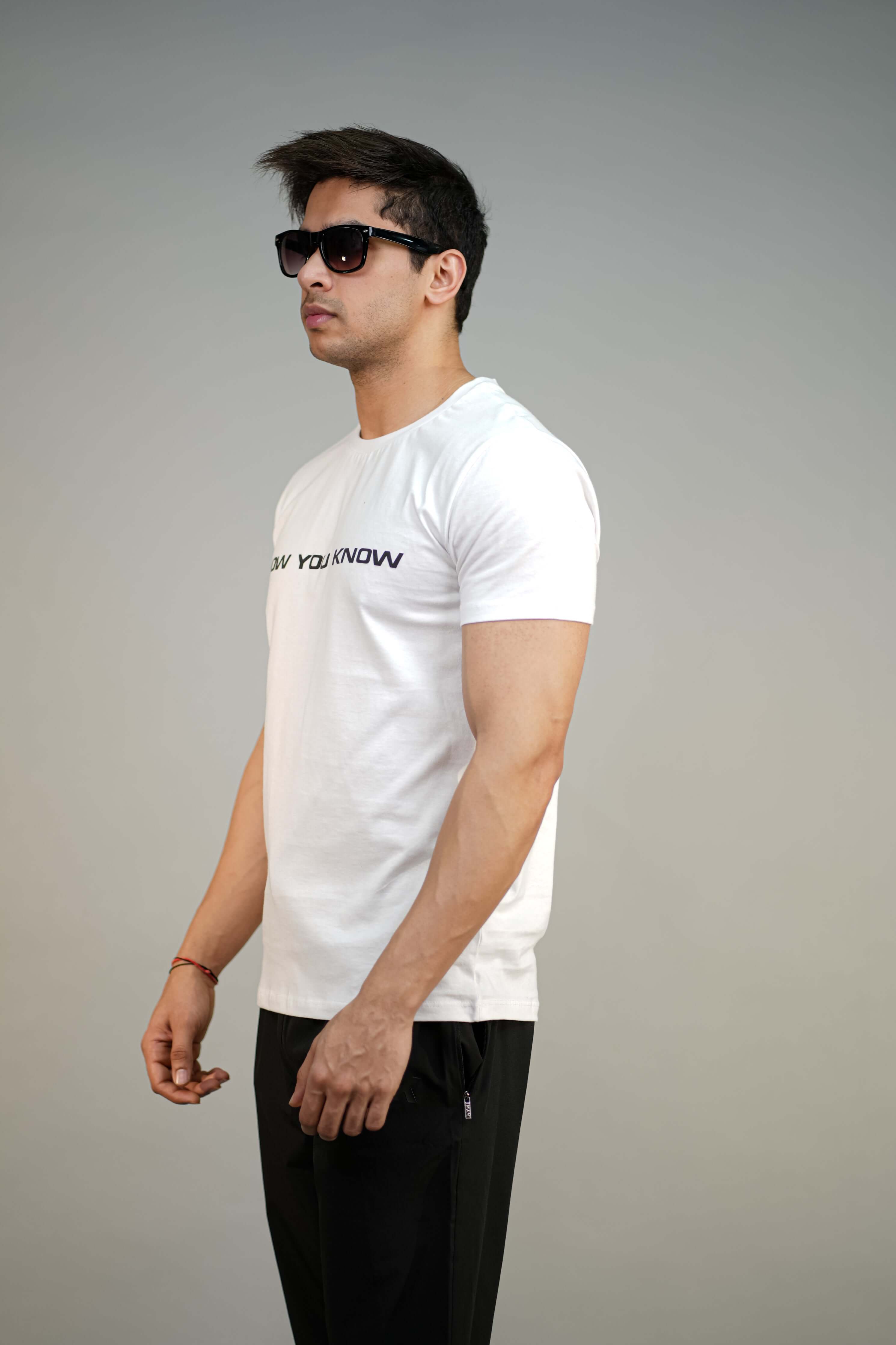 White Puff Printed Slim Fit T-Shirt