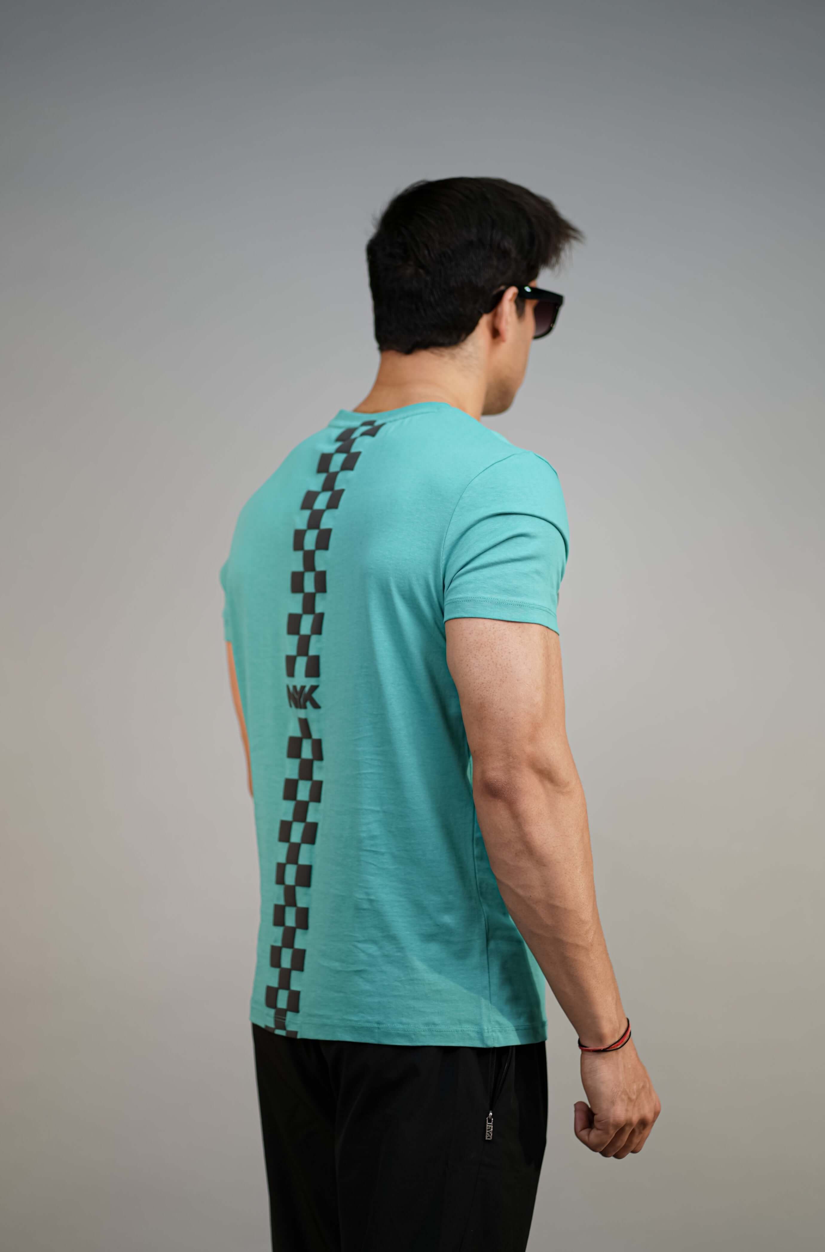 Sea Green Puff Printed Slim Fit T-Shirt