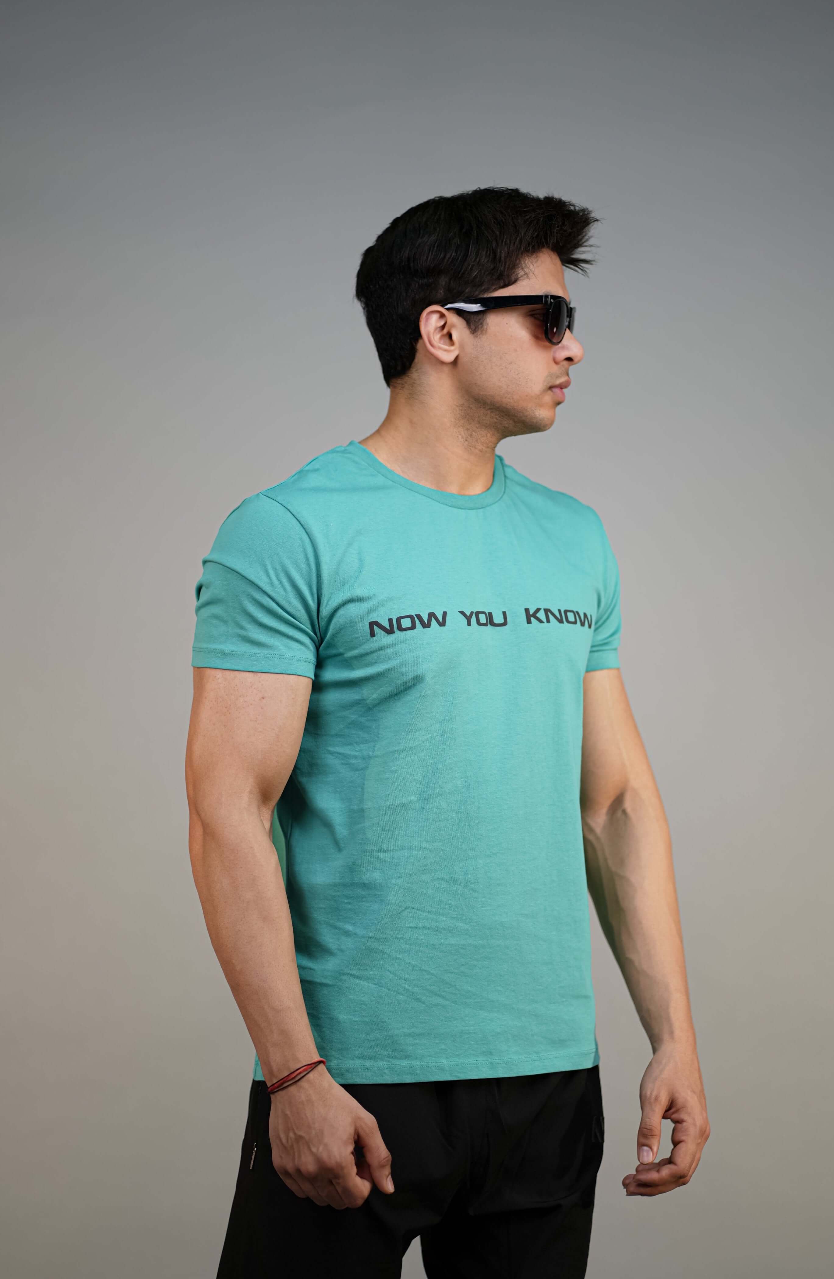 Sea Green Puff Printed Slim Fit T-Shirt