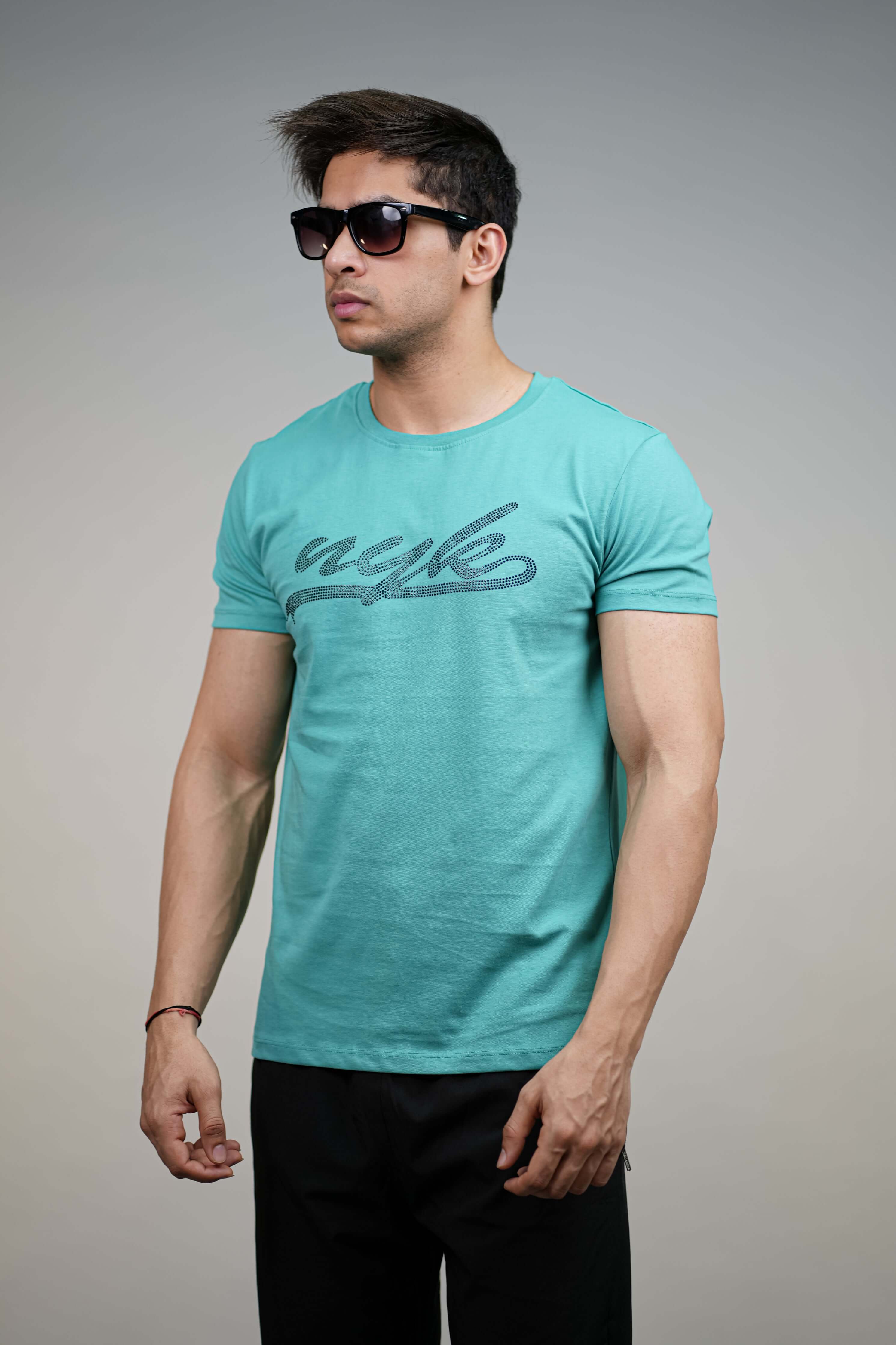 Sea Green Printed Comfotable FIt T-Shirt