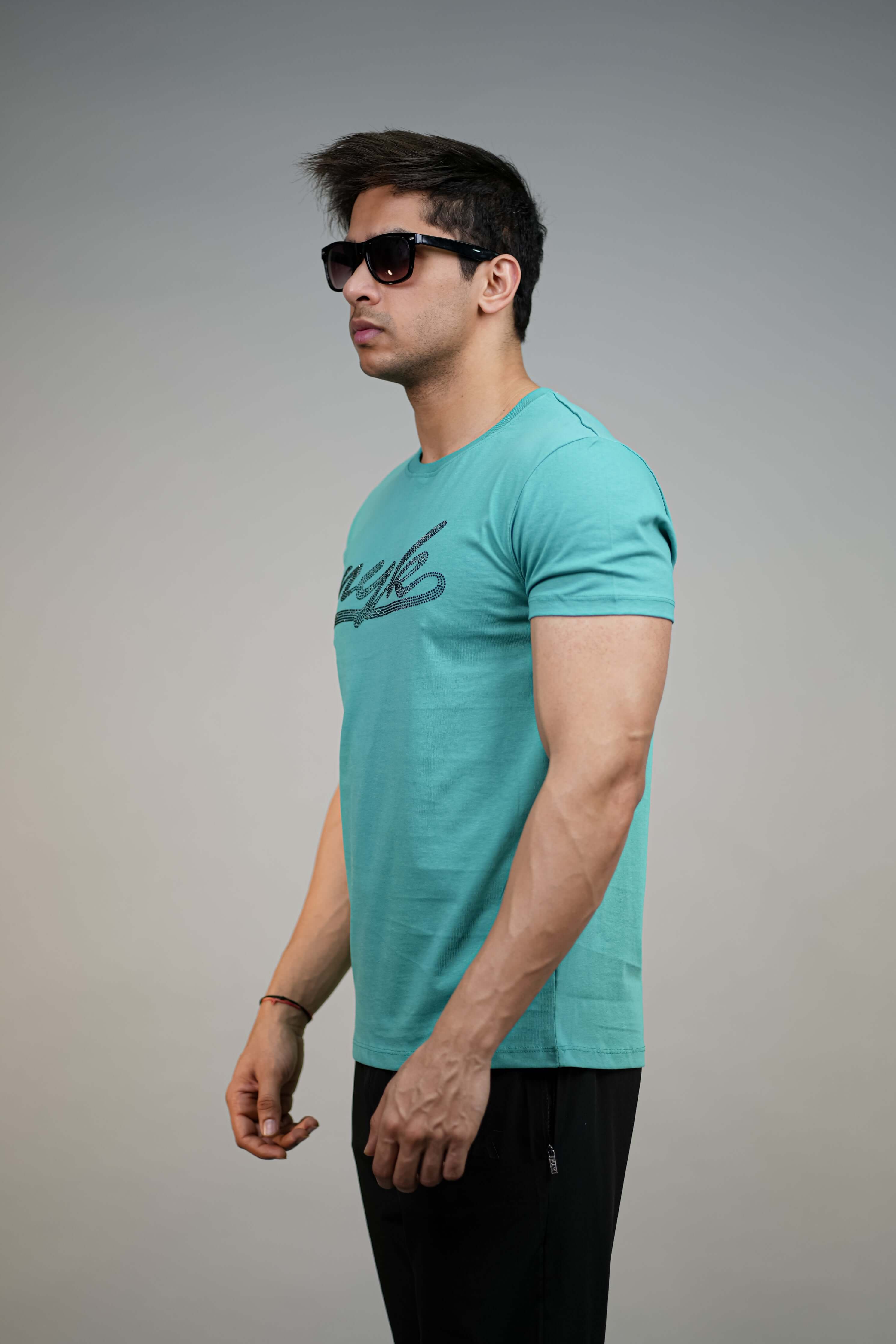 Sea Green Printed Comfotable FIt T-Shirt