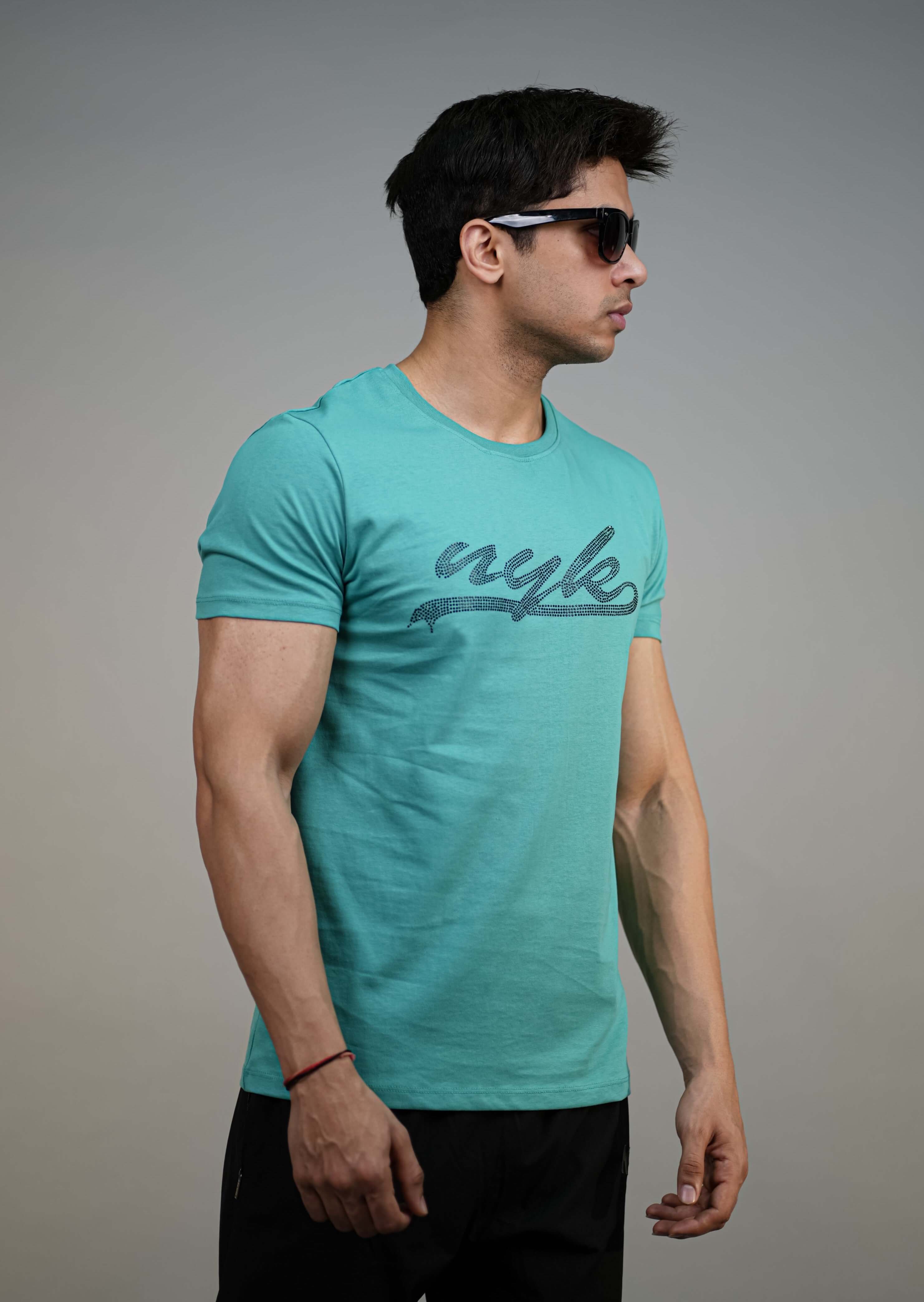 Sea Green Printed Comfotable FIt T-Shirt