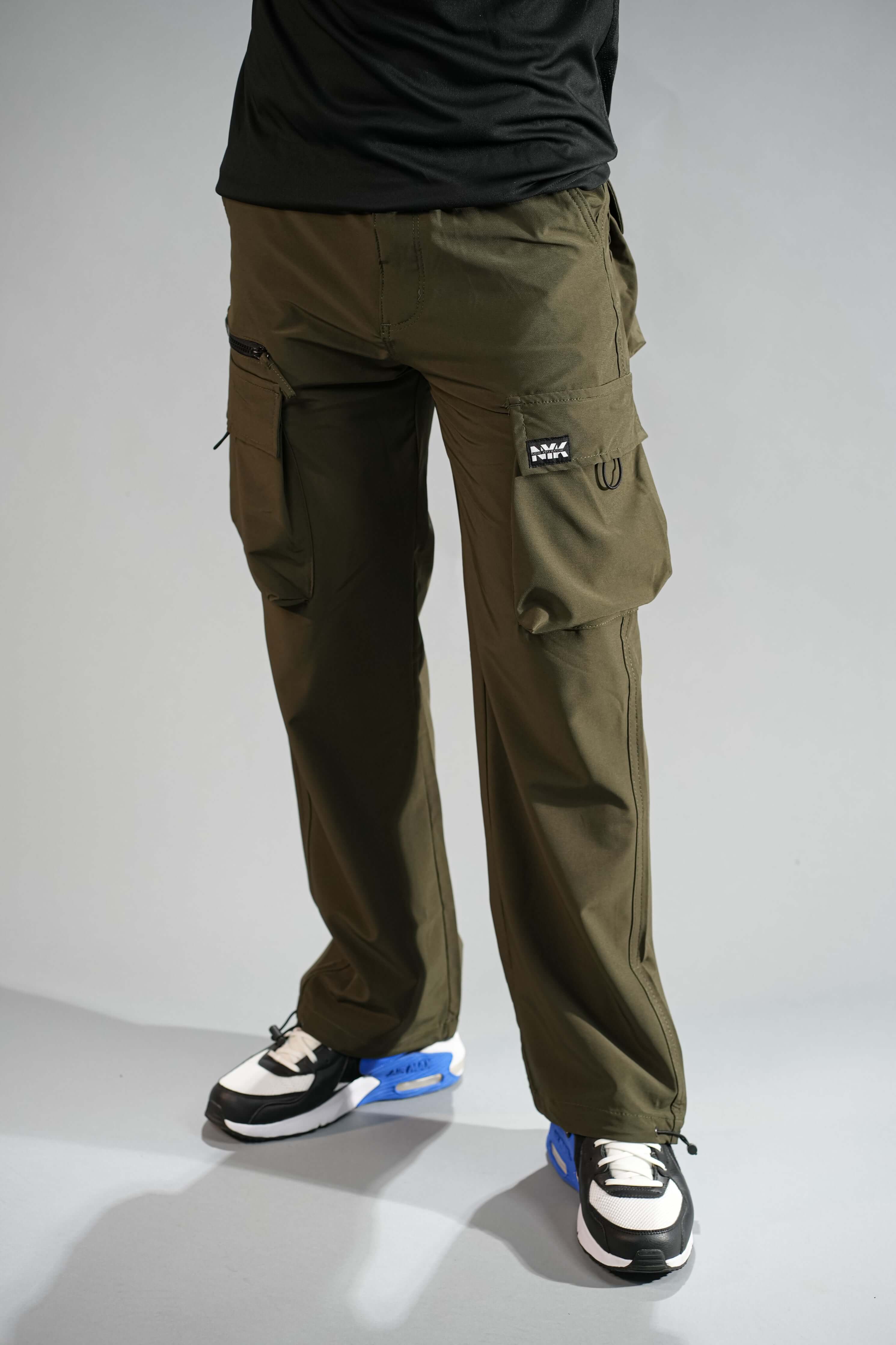 Army Green Relaxed Fit Cargo Pants