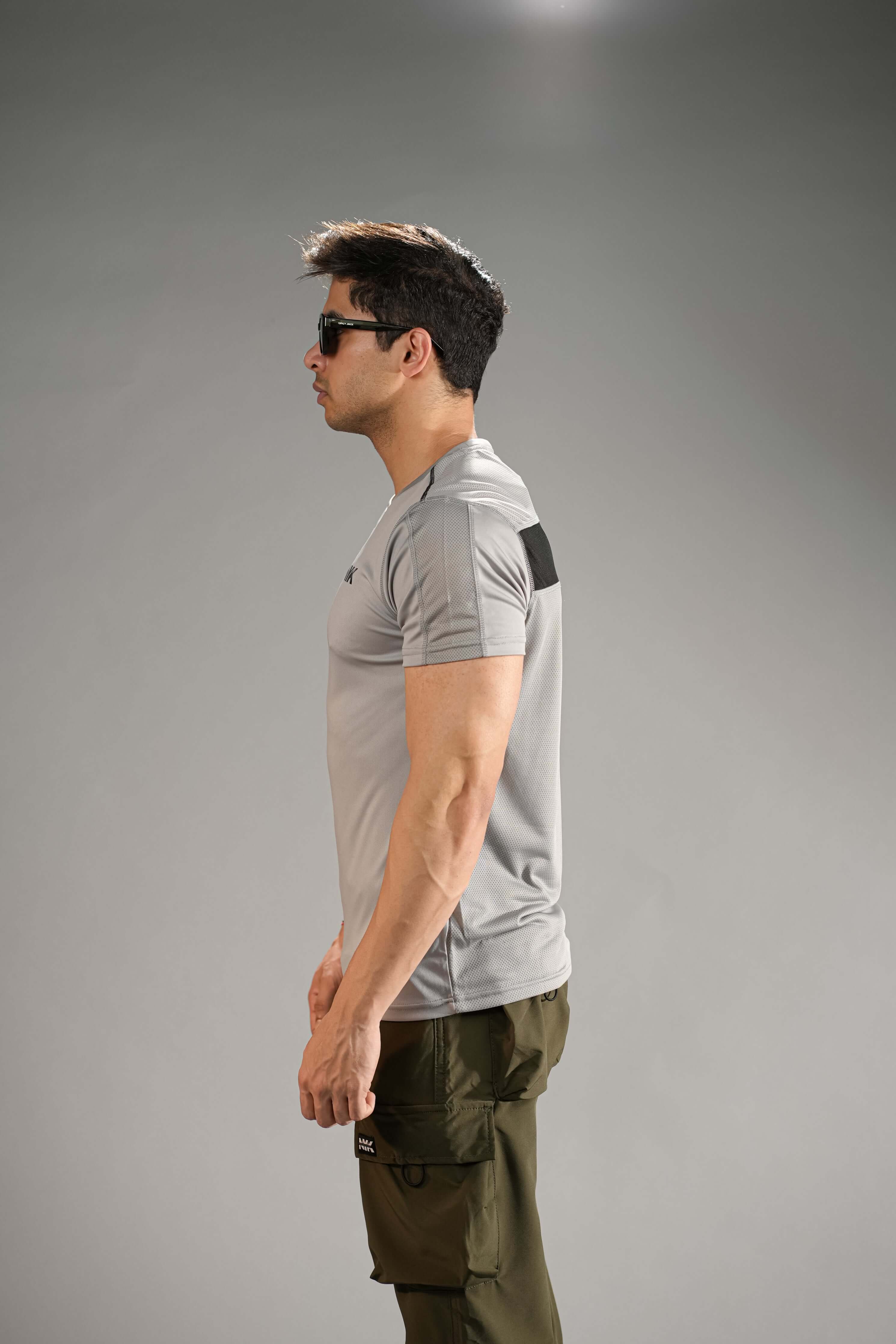 Grey Solid Slim Fit T-Shirt