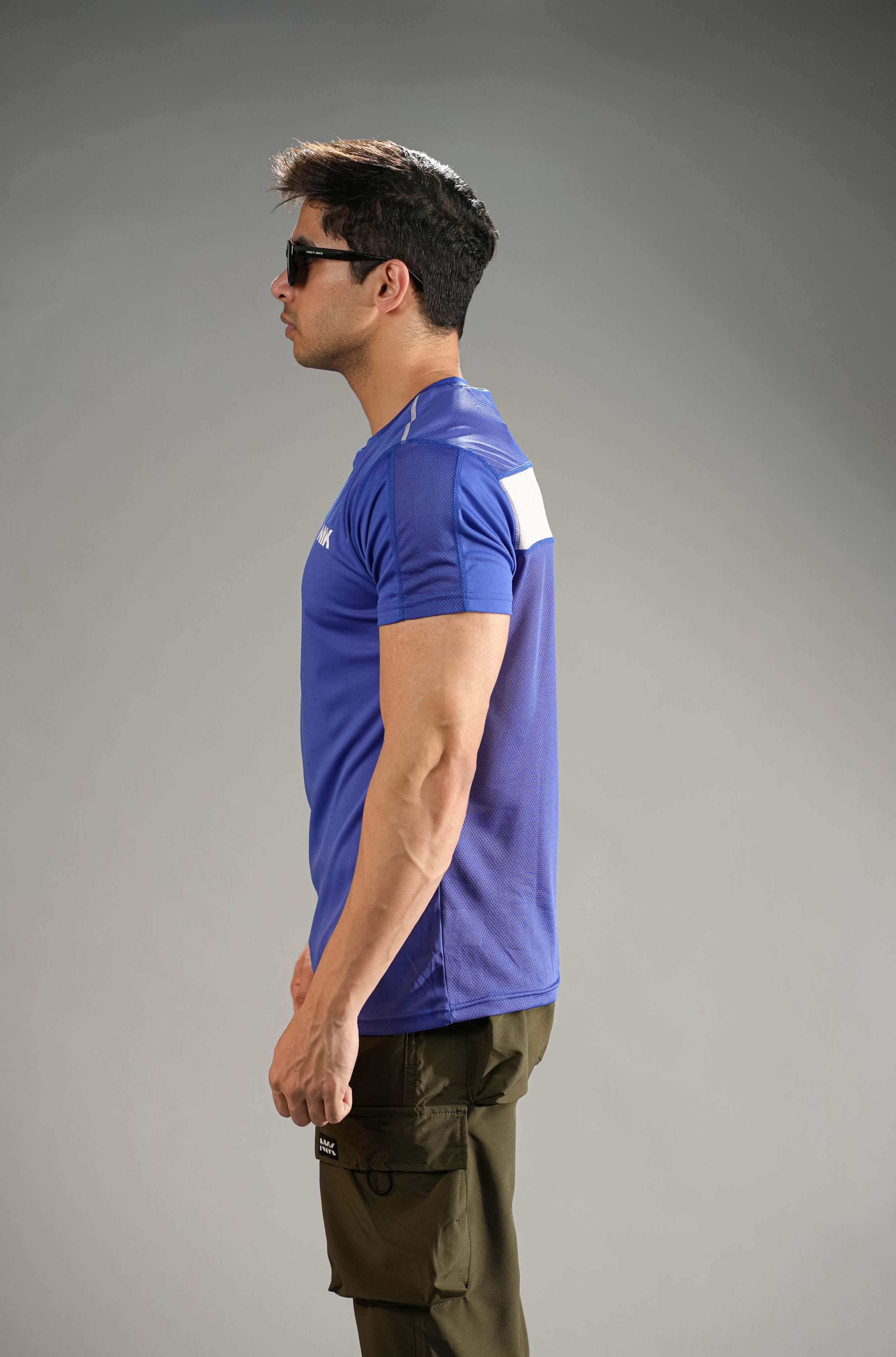 Blue Solid Slim Fit T-Shirt