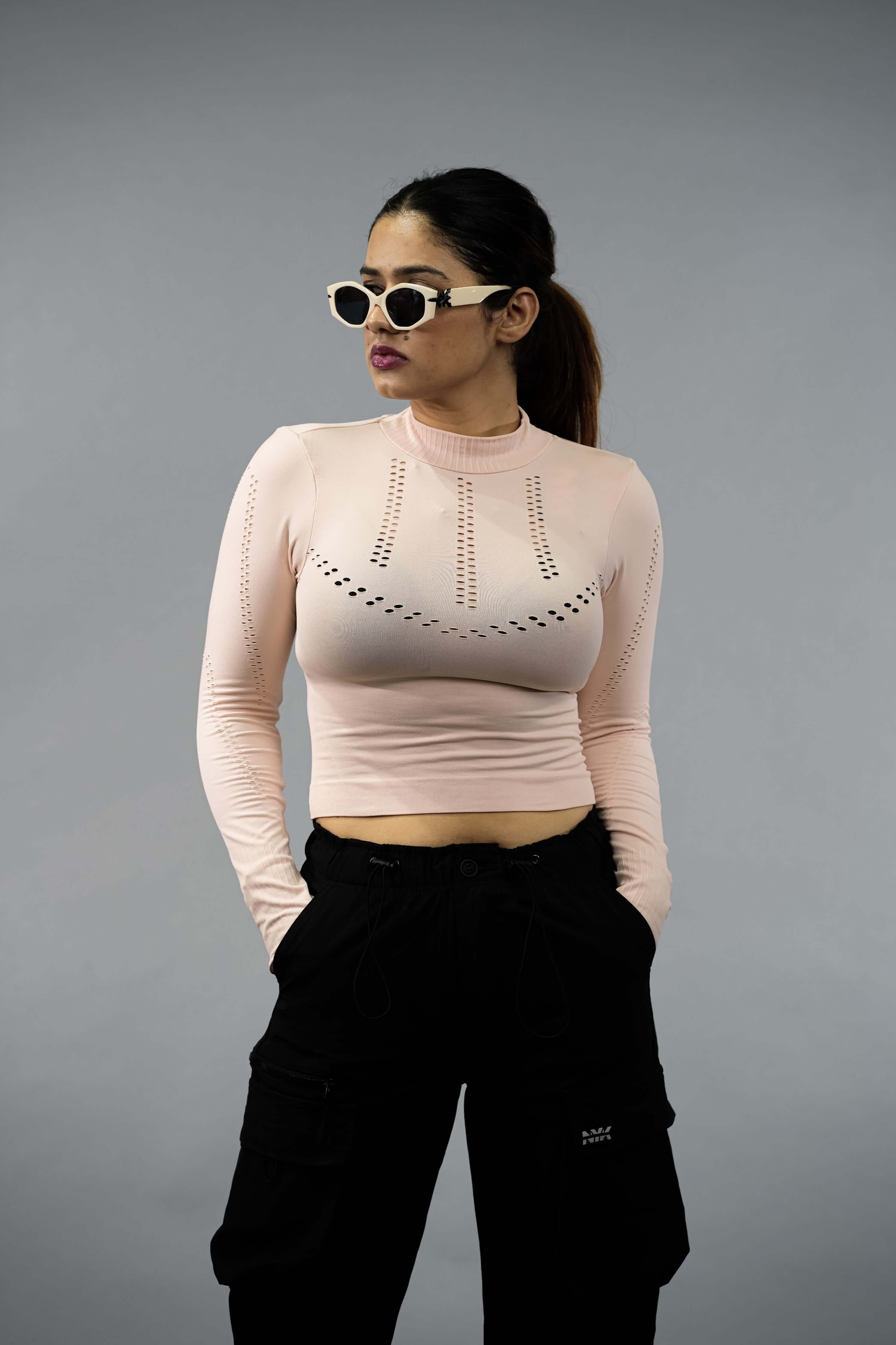 NYK Tech Fit Long Sleeve Training Top - Baby Pink