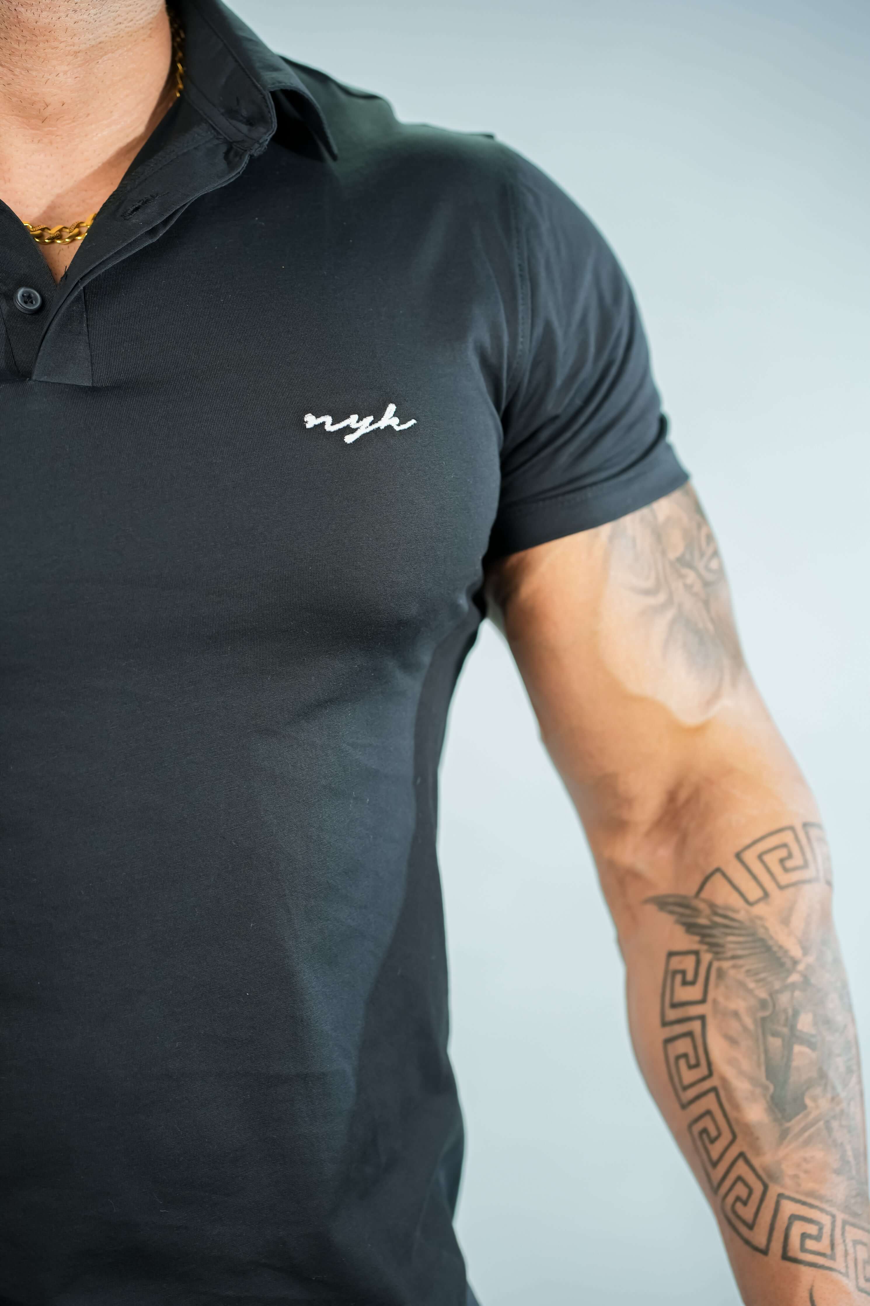 Black Solid Slim Fit Polo T-Shirt