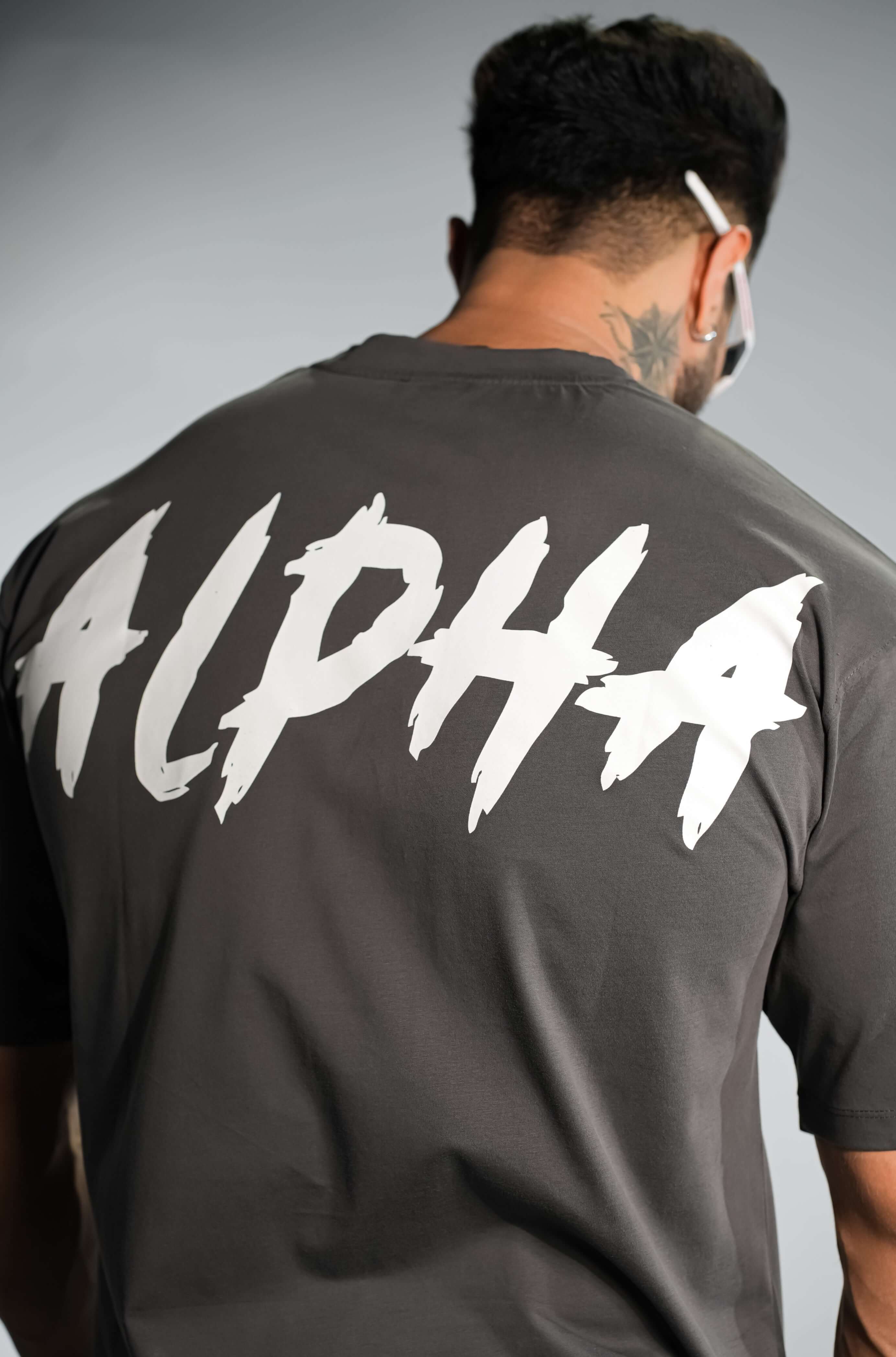 Grey Printed Oversized Fit T-Shirt