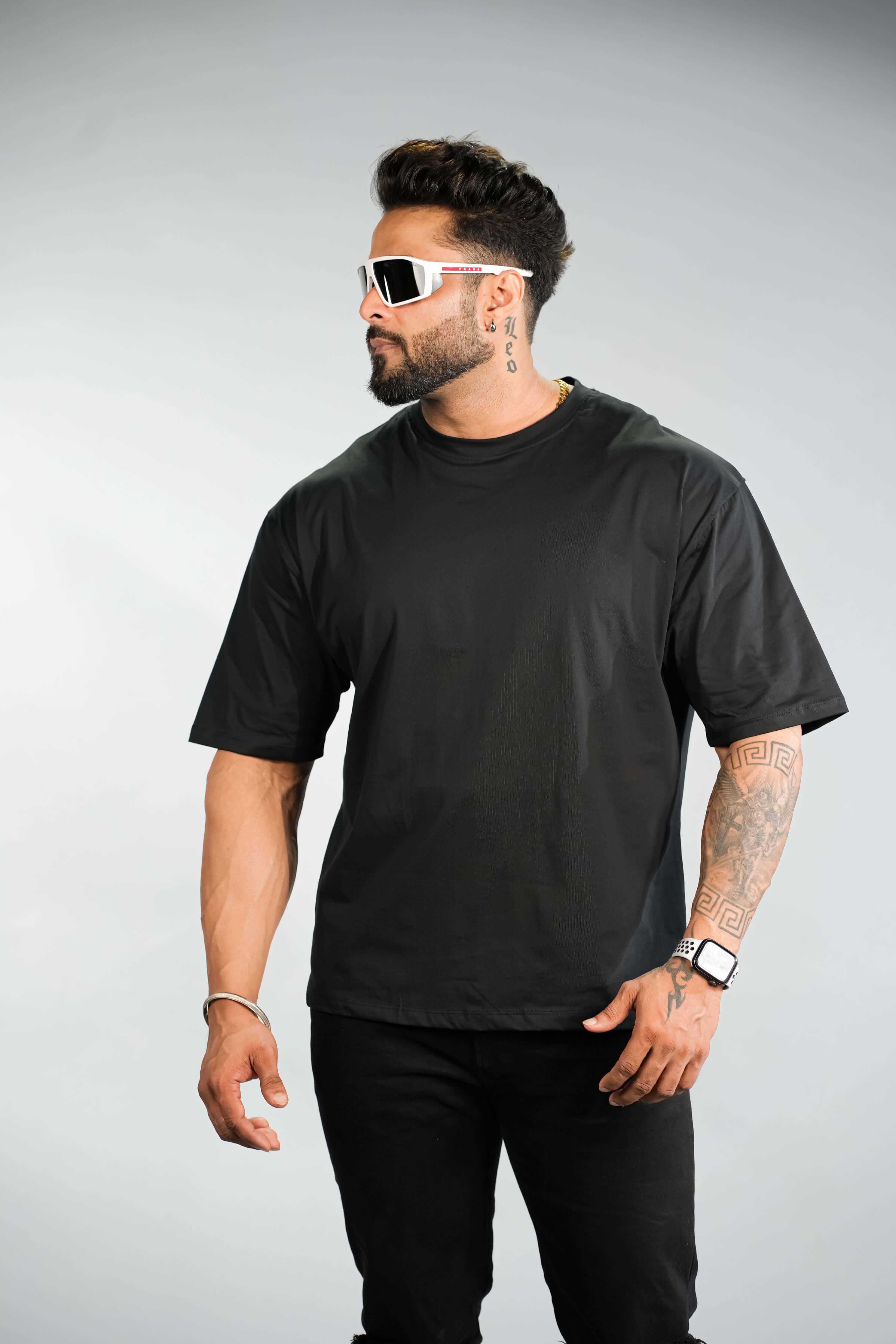 Black Printed Oversized Fit T-Shirt