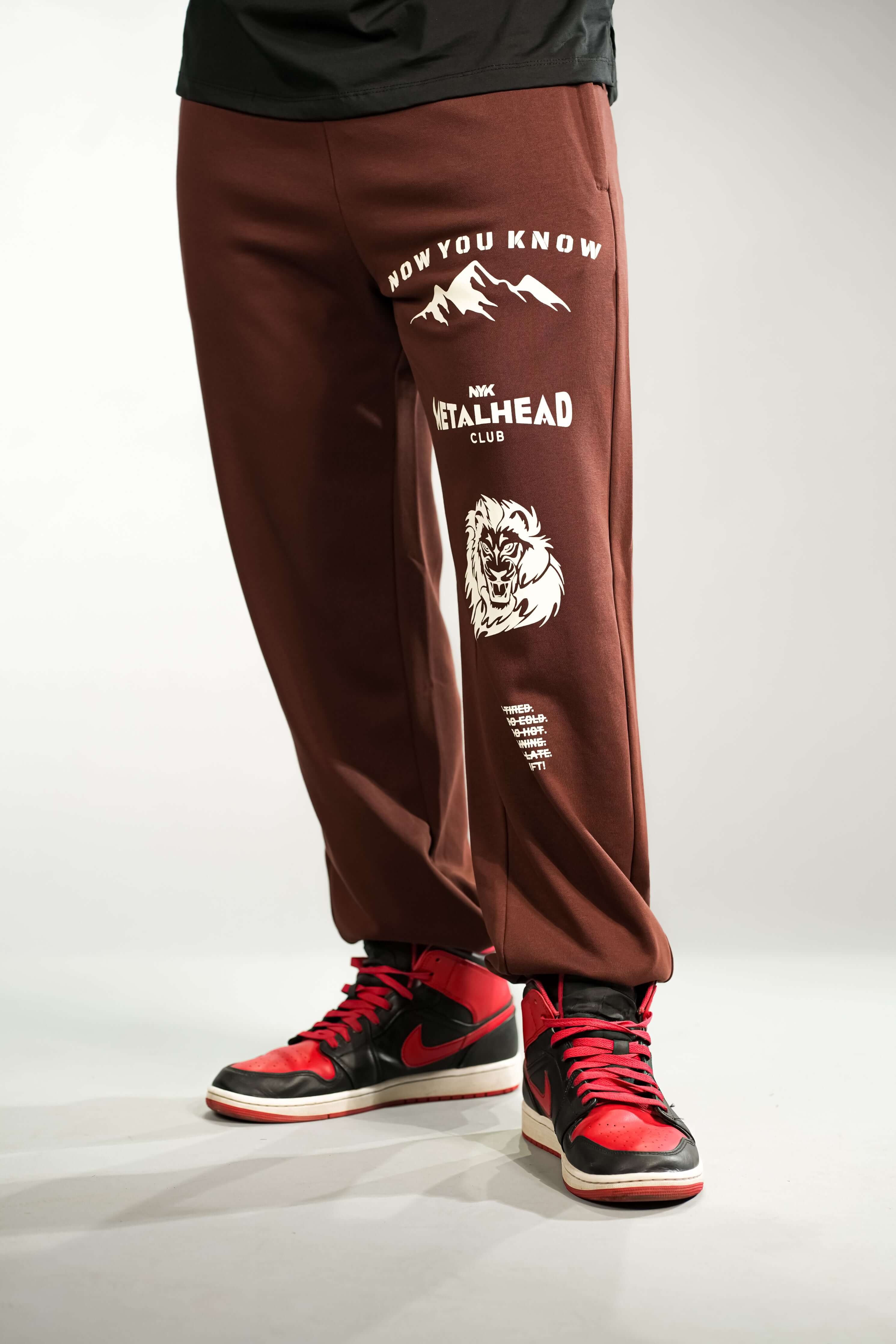 Brown Printed Oversized Fit Jogger