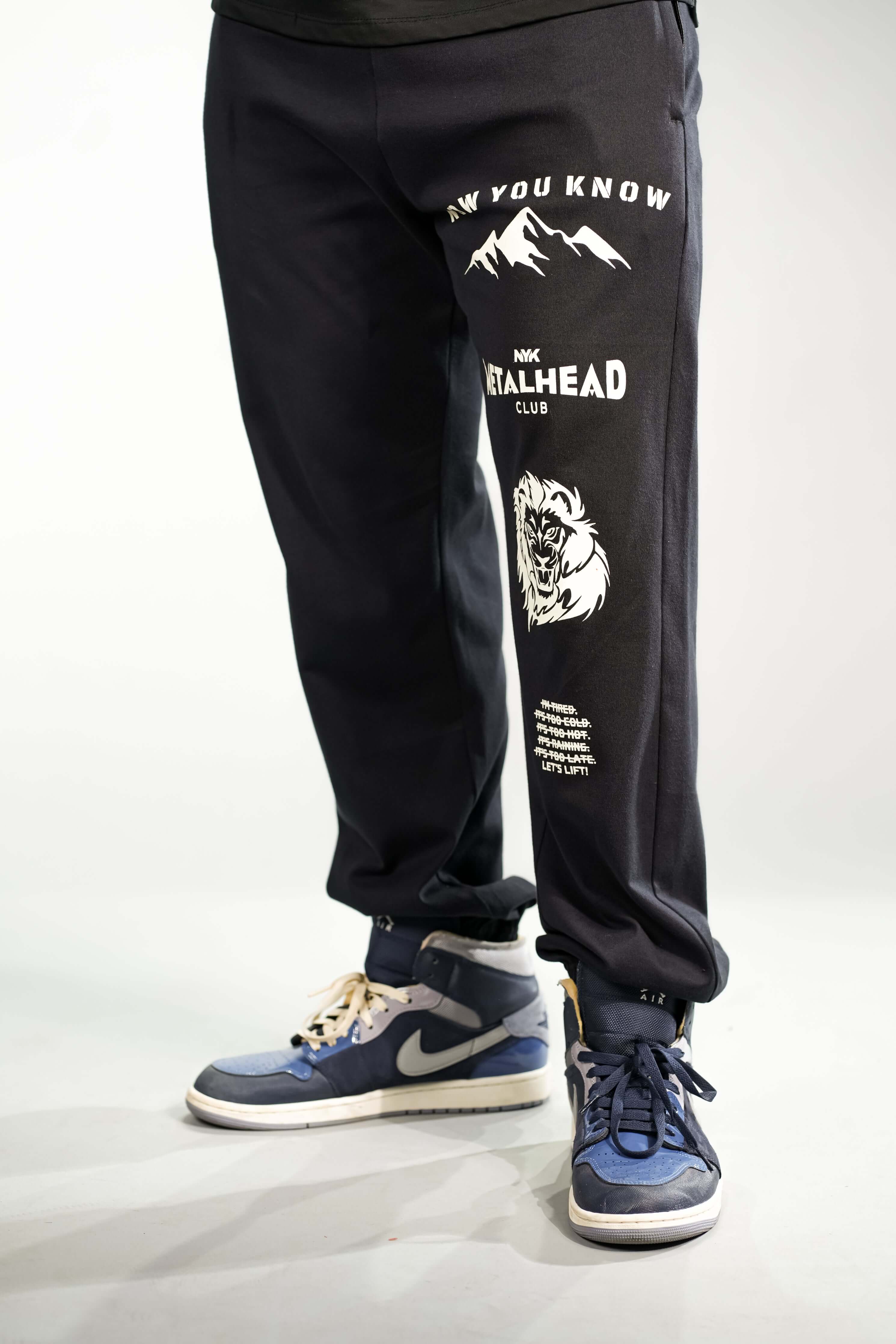 Navy Blue Printed Oversized Fit Jogger