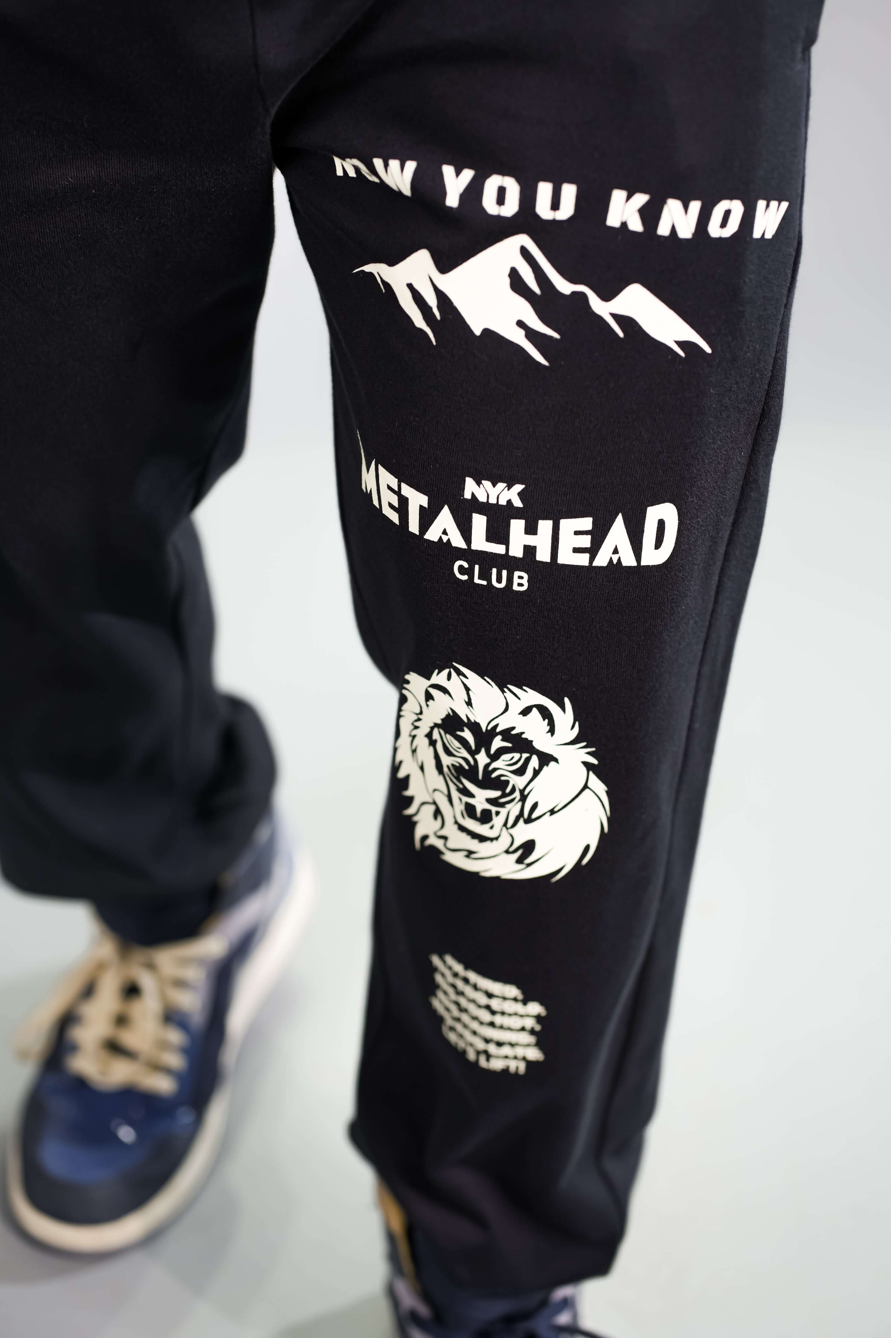 Navy Blue Printed Oversized Fit Jogger