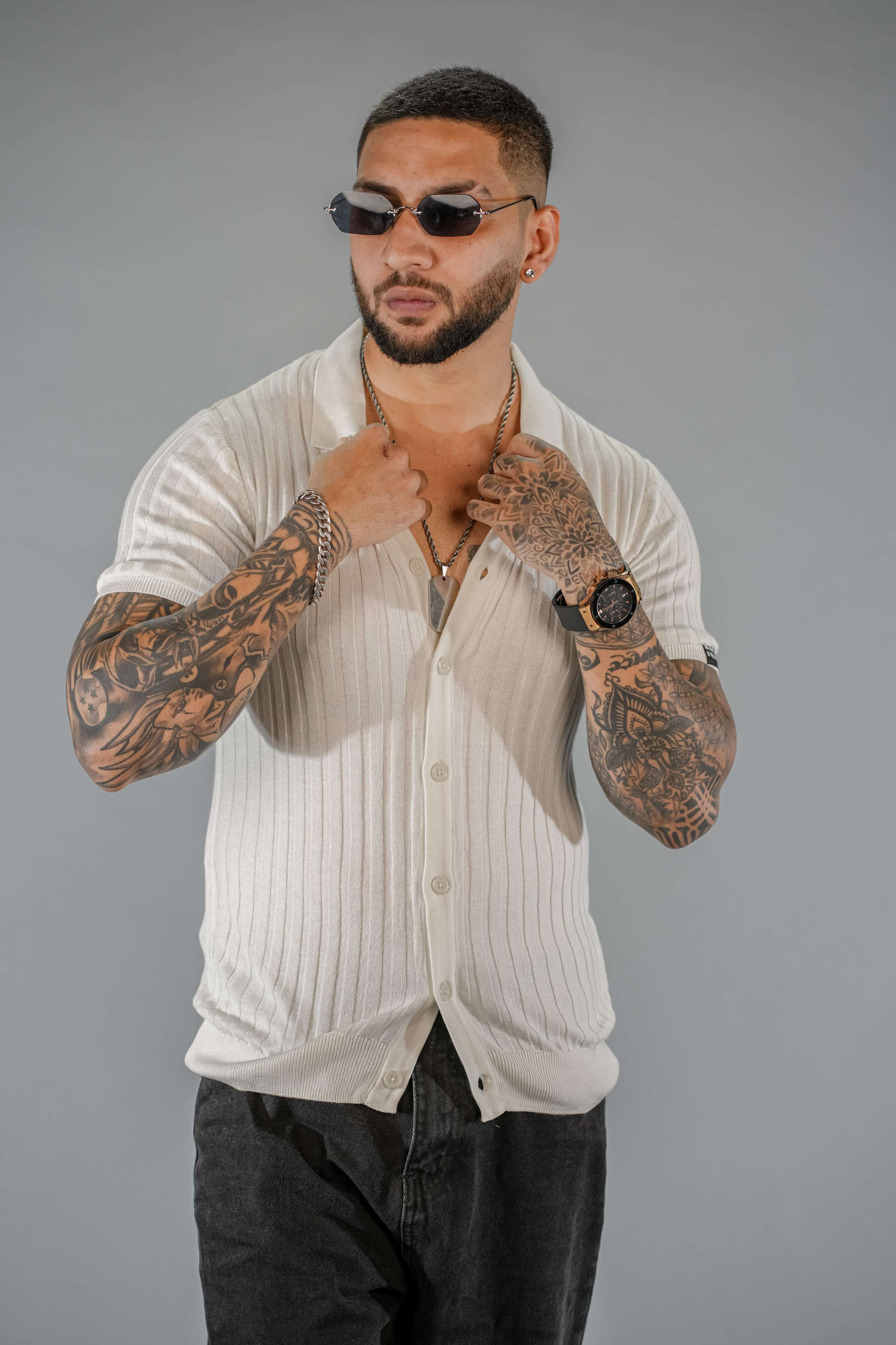 White Textured Comfortable Fit Polo T-Shirt