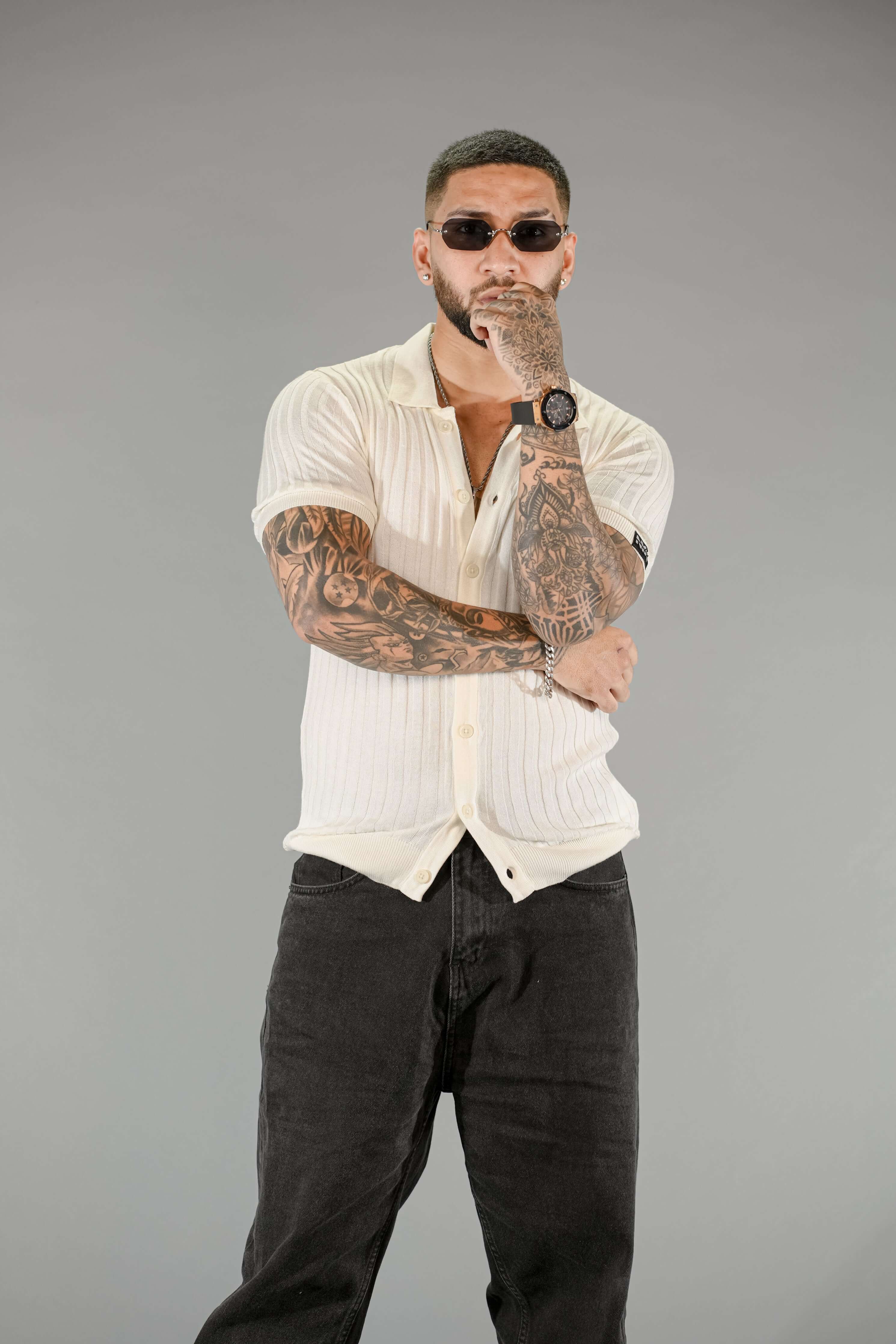 White Textured Comfortable Fit Polo T-Shirt