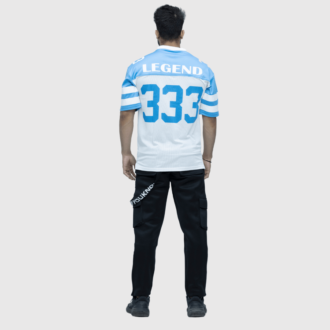 Blue Printed Oversized Fit Sports T-Shirt