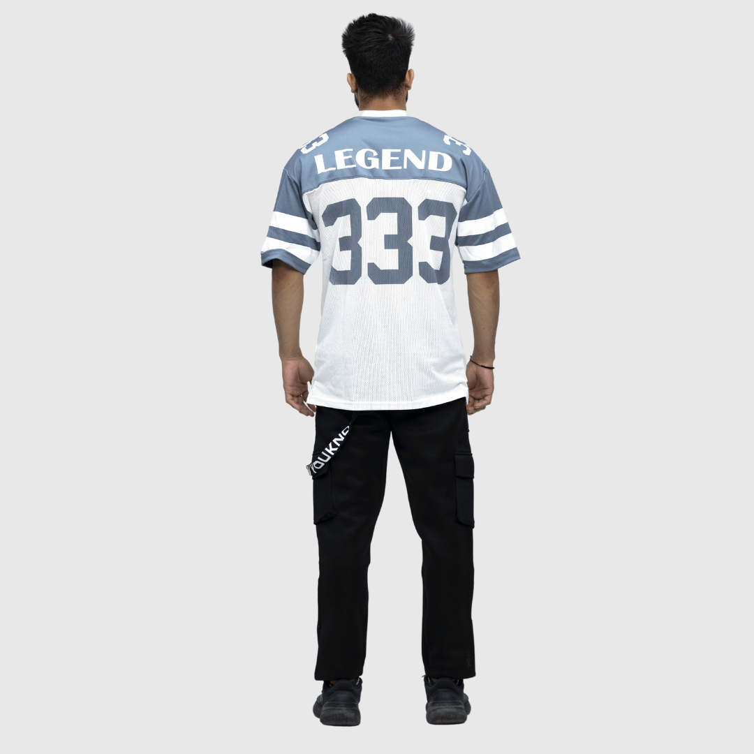 Grey Printed Oversized Fit Sports T-Shirt