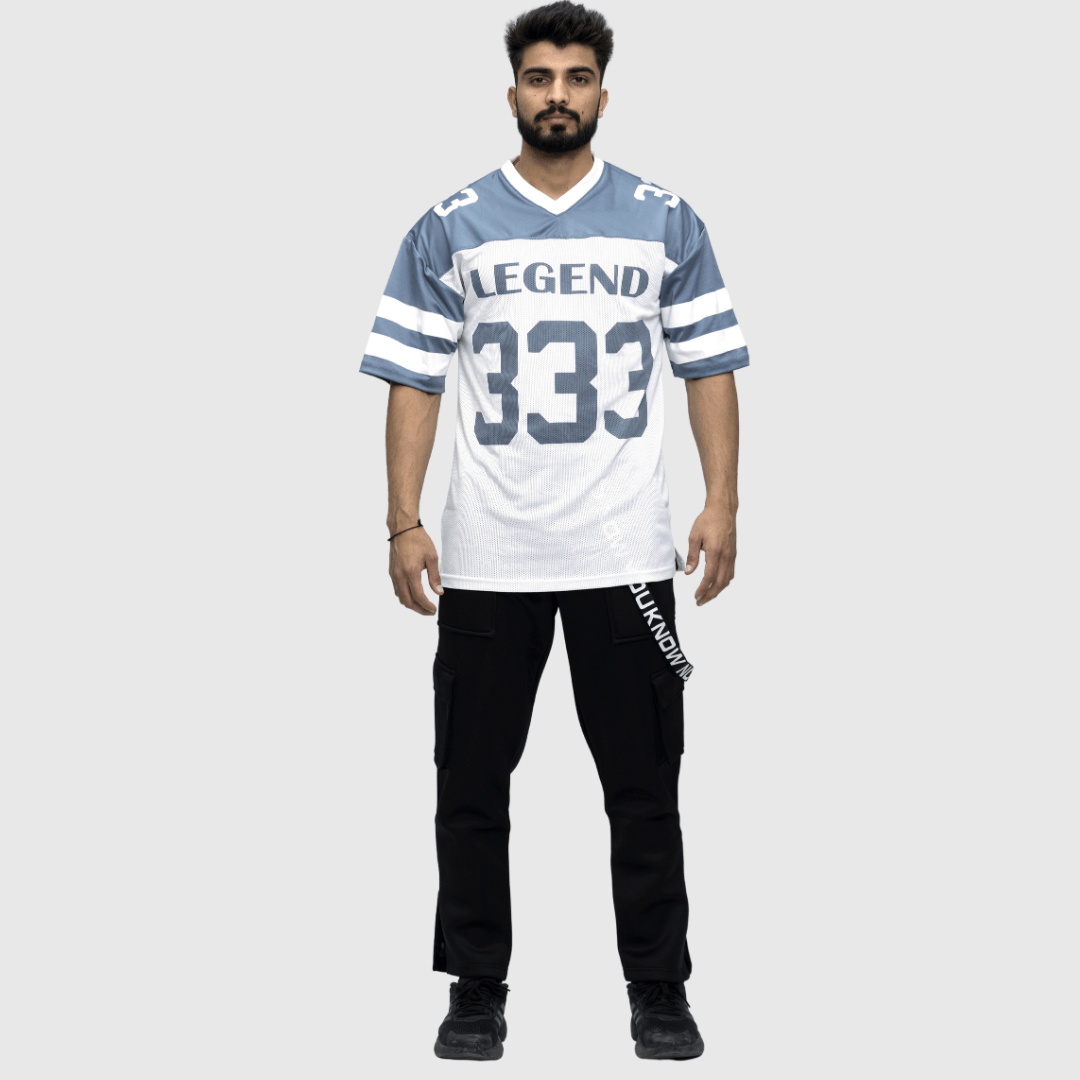Grey Printed Oversized Fit Sports T-Shirt