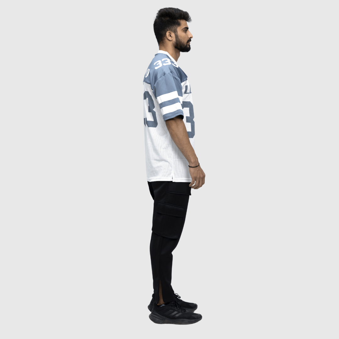 Grey Printed Oversized Fit Sports T-Shirt