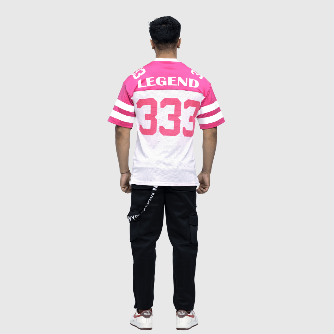 Pink Printed Oversized Fit Sports T-Shirt