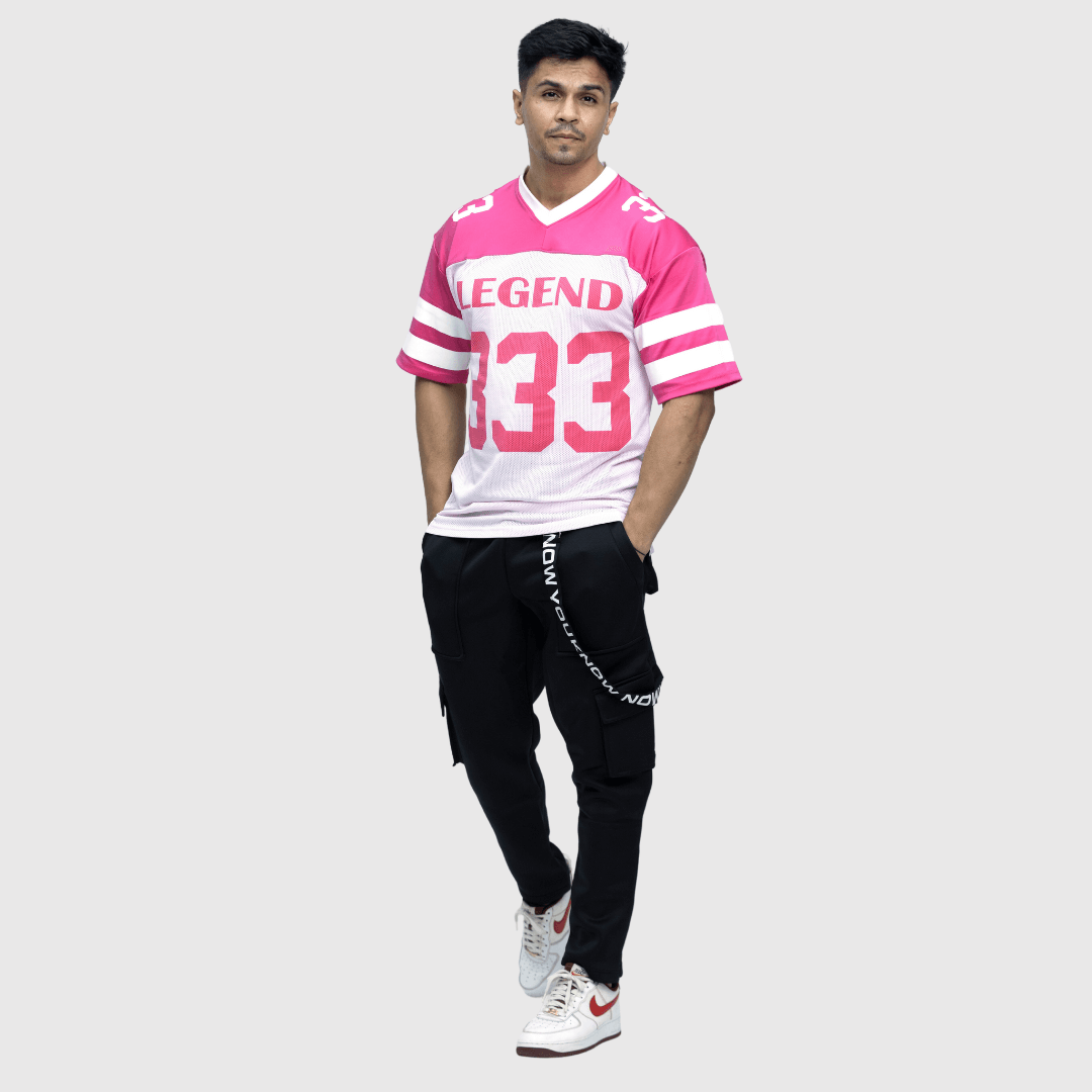 Pink Printed Oversized Fit Sports T-Shirt